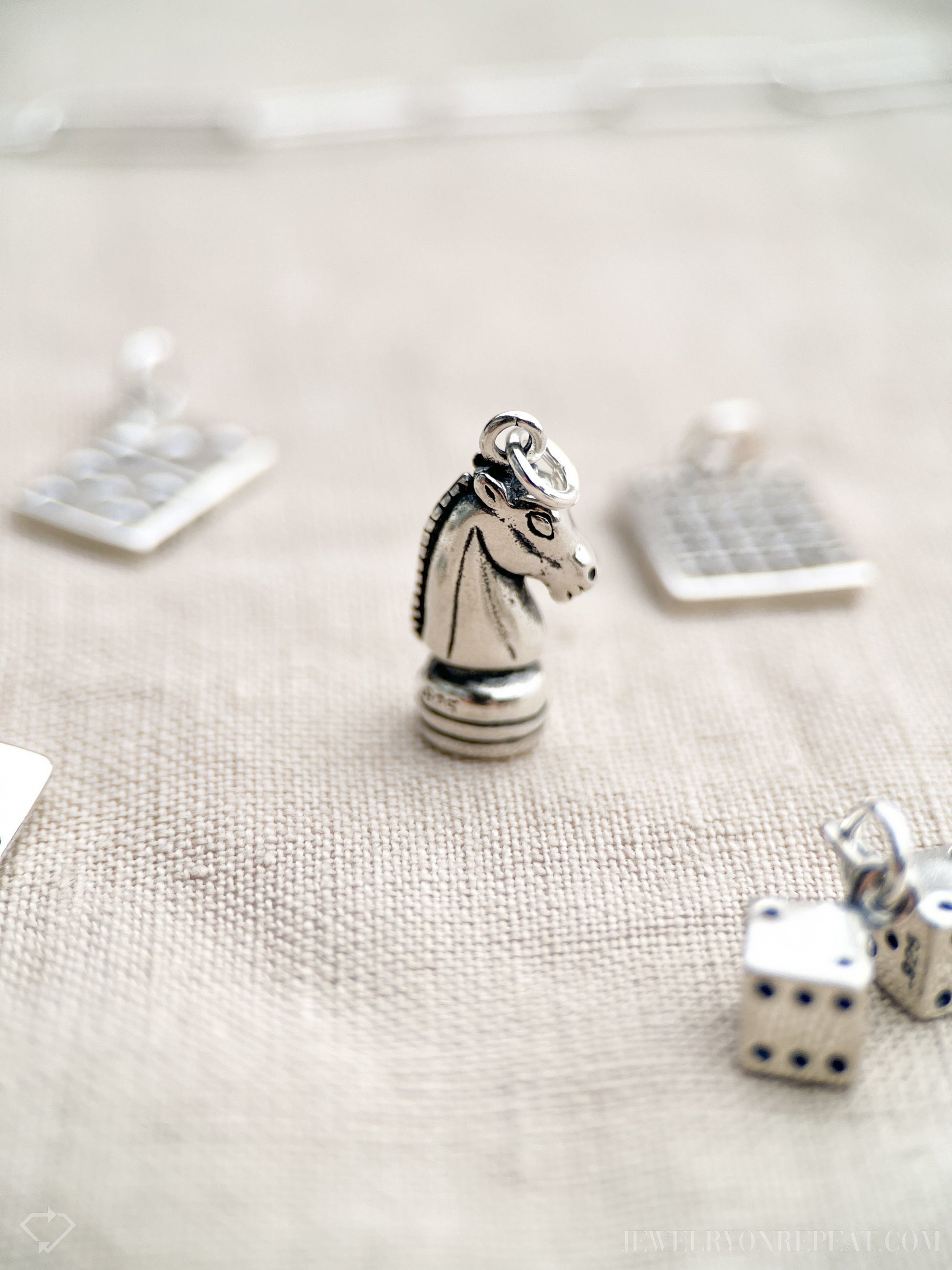 Sterling Silver Knight Charm Pendant, Chess Themed Minimalist Jewelry, Gift for Her