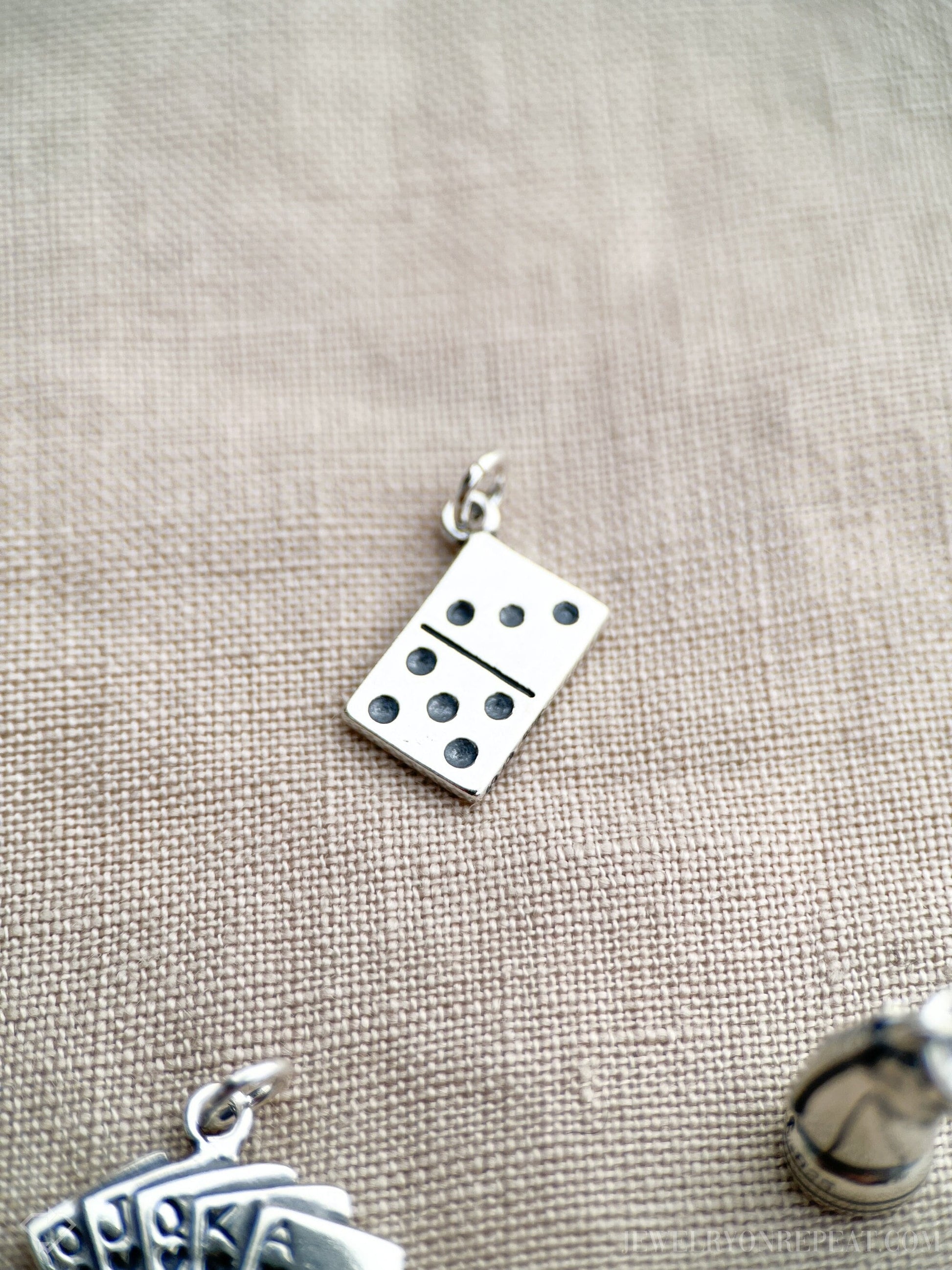 Sterling Silver Domino Charm Pendant, Game Themed Minimalist Jewelry, Gift for Her