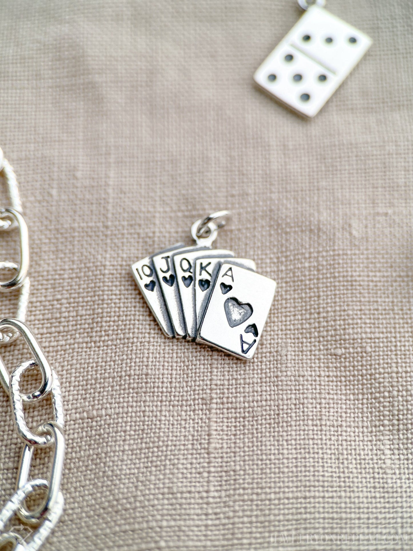 Sterling Silver Playing Cards Charm Pendant, Poker Themed Minimalist Jewelry, Gift for Her