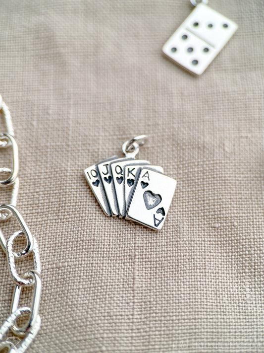 Playing Cards Charm Pendant in Solid Sterling Silver