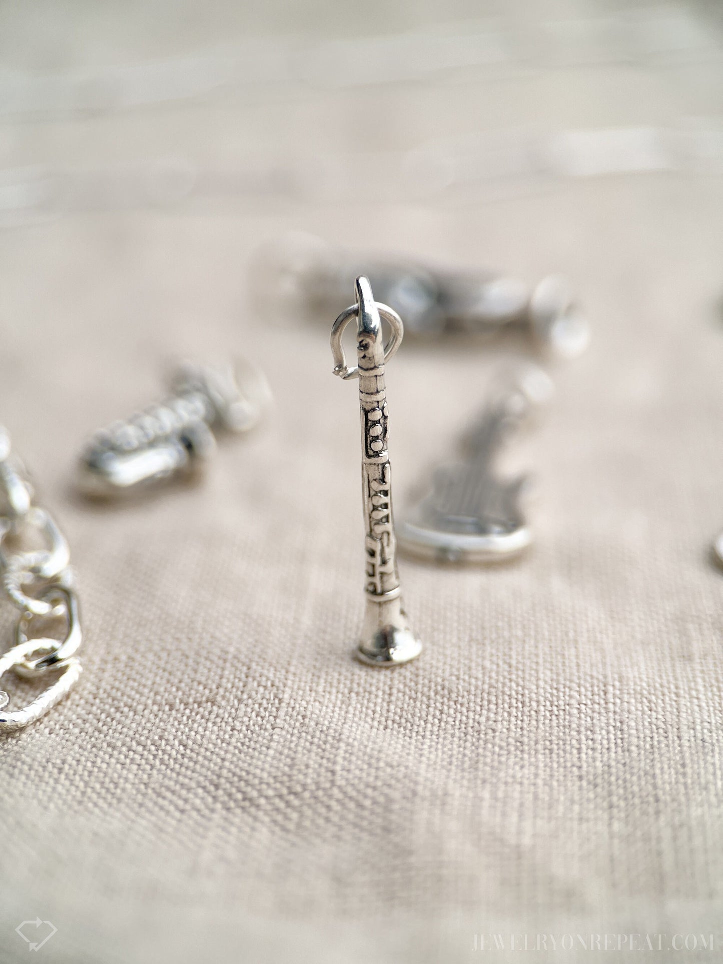 Sterling Silver Clarinet Charm Pendant, Music Themed Minimalist Jewelry, Gift for Her