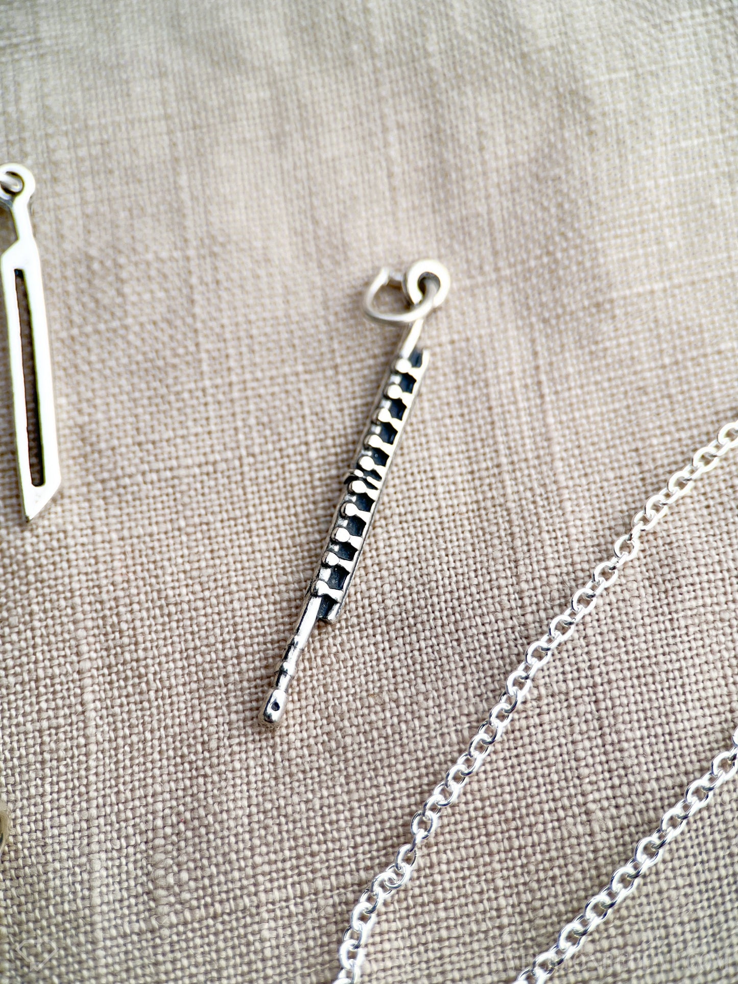 Sterling Silver Flute Charm Pendant, Music Themed Minimalist Jewelry, Gift for Her