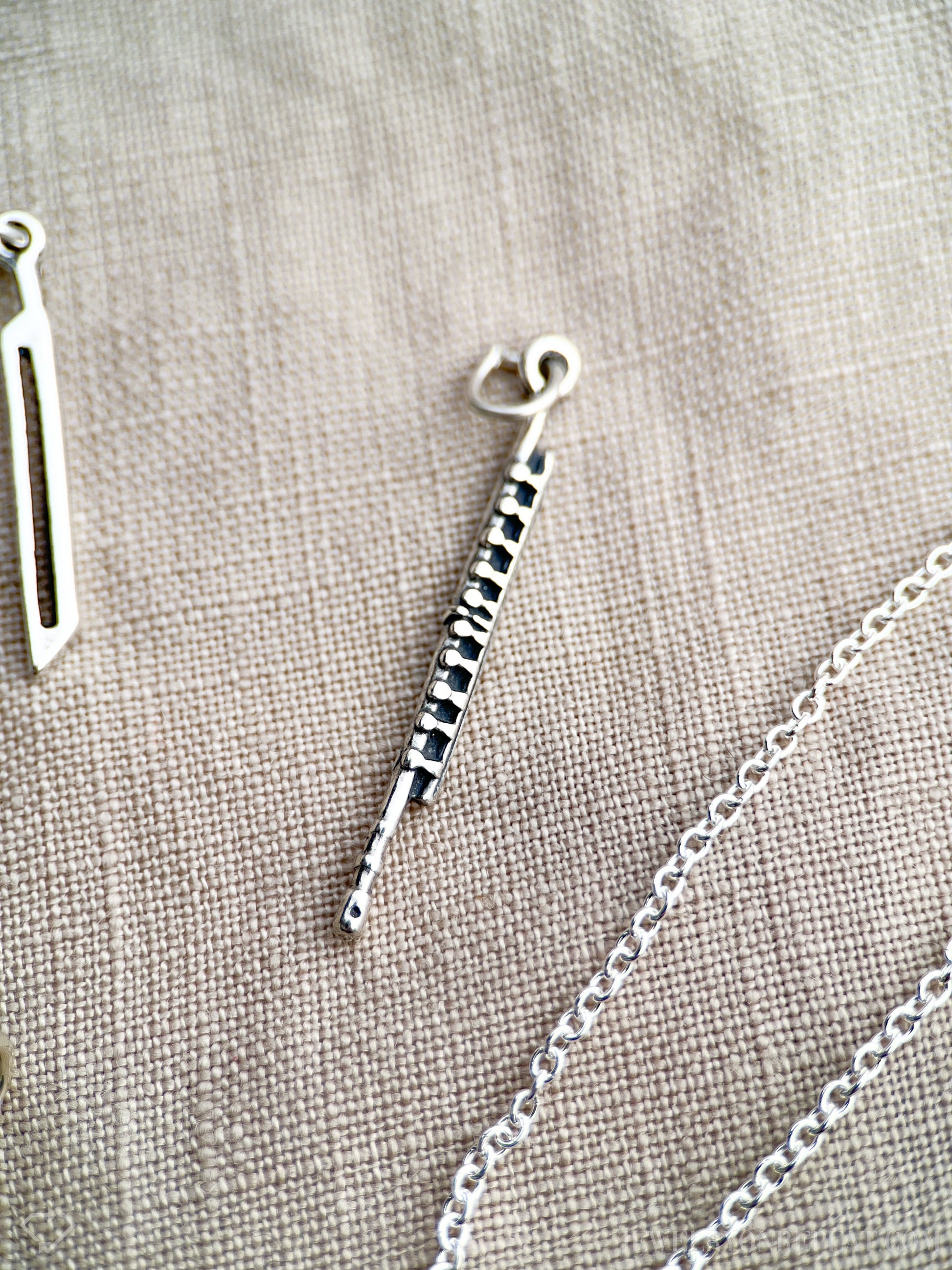 Sterling Silver Flute Charm Pendant, Music Themed Minimalist Jewelry, Gift for Her