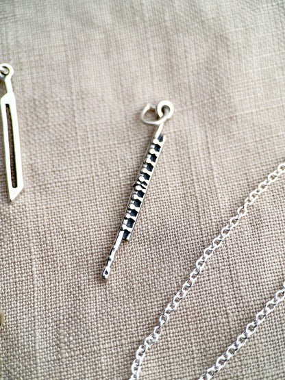 Sterling Silver Flute Charm Pendant, Music Themed Minimalist Jewelry, Gift for Her