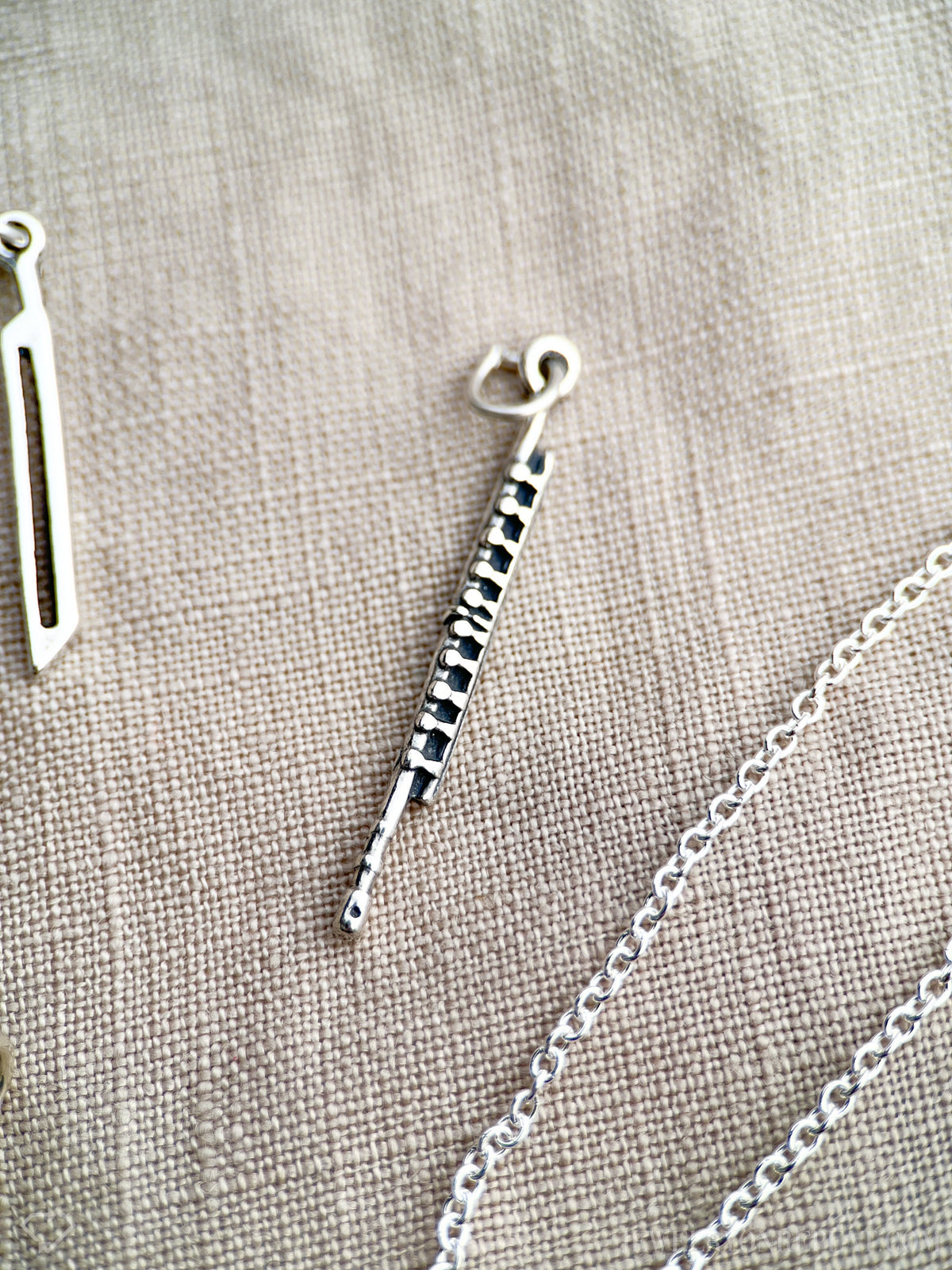 Sterling Silver Flute Charm Pendant, Music Themed Minimalist Jewelry, Gift for Her