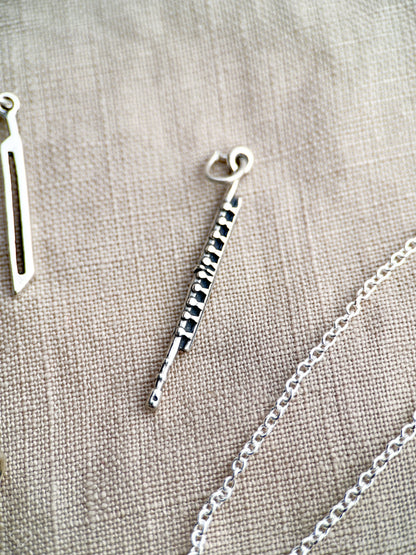 Sterling Silver Flute Charm Pendant, Music Themed Minimalist Jewelry, Gift for Her