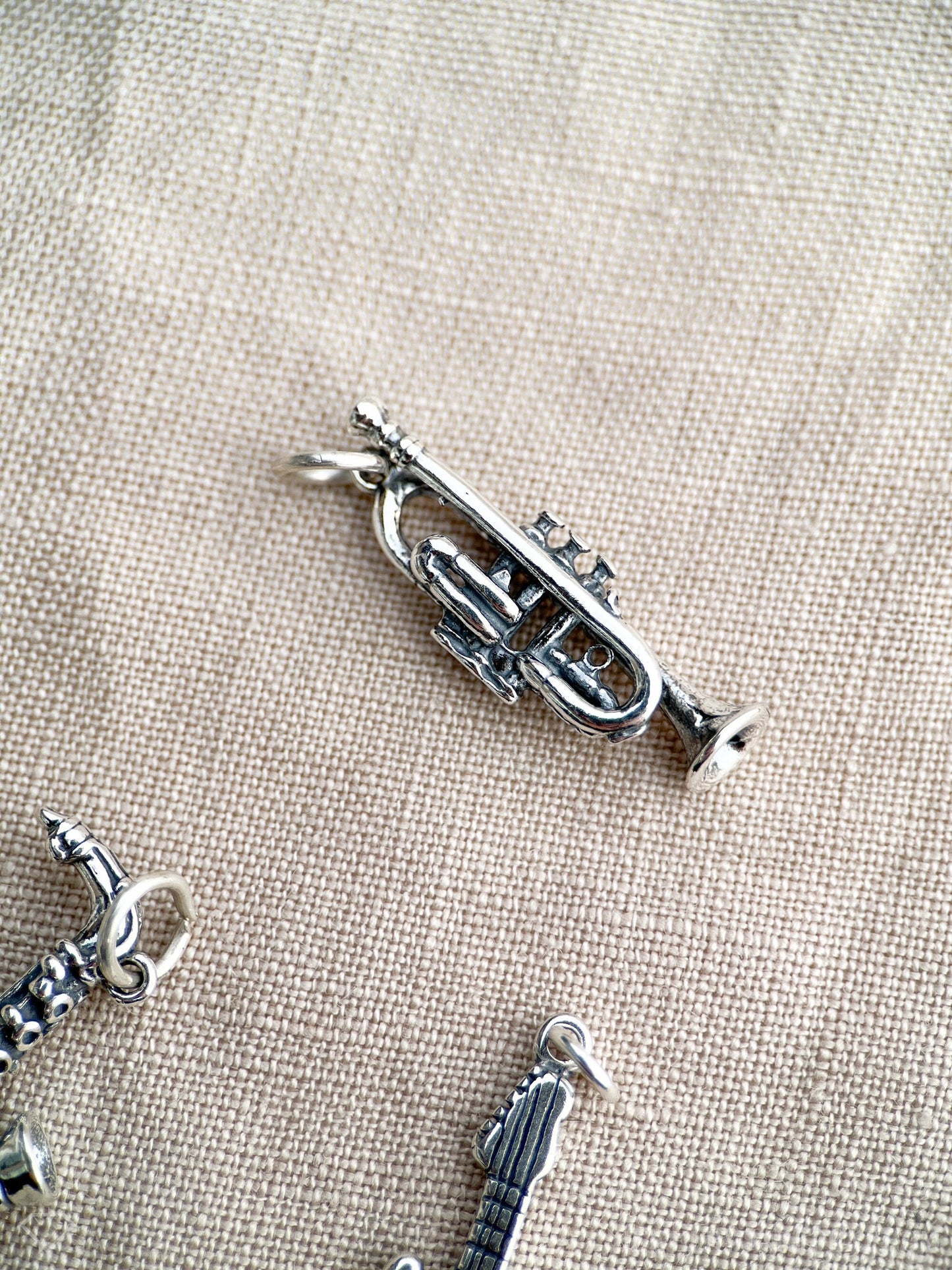 Sterling Silver Trumpet Charm Pendant, Music Themed Minimalist Jewelry, Gift for Her