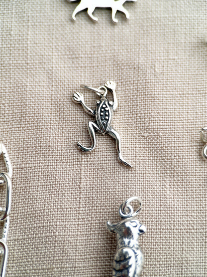 Sterling Silver Frog Charm Pendant, Pet Reptile Themed Minimalist Jewelry, Gift for Her