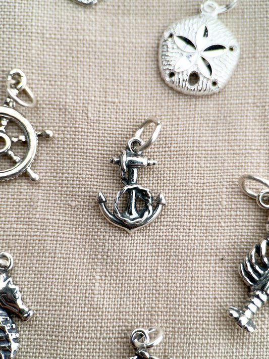 Anchor Charm Pendant in Solid Sterling Silver