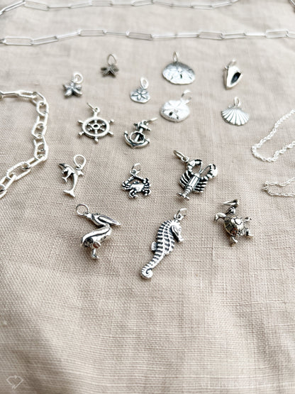 Sterling Silver Sea Shell Charm Pendant, Beach Themed Minimalist Jewelry, Gift for Her