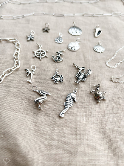Sterling Silver Sea Shell Charm Pendant, Beach Themed Minimalist Jewelry, Gift for Her