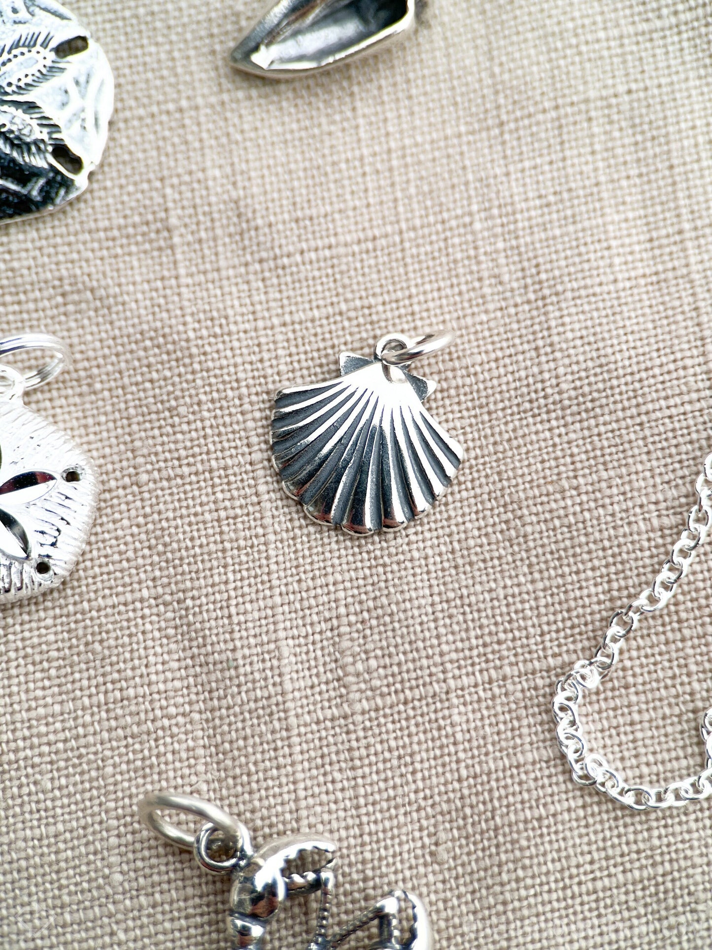 Sterling Silver Sea Shell Charm Pendant, Beach Themed Minimalist Jewelry, Gift for Her