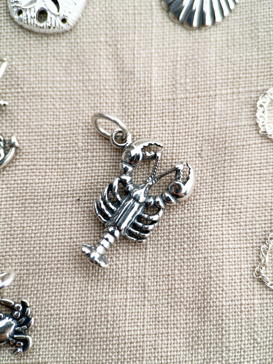Sterling Silver Lobster Charm Pendant, Ocean Themed Minimalist Jewelry, Gift for Her