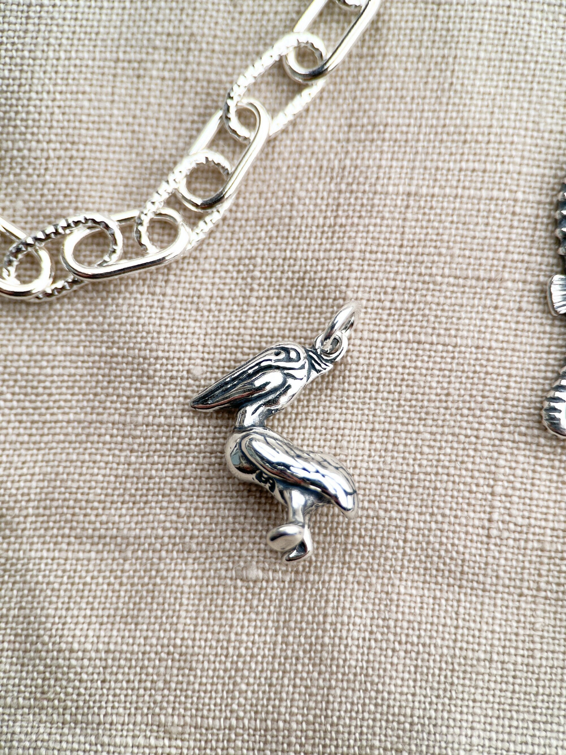 Pelican Charm Pendant in Solid Sterling Silver