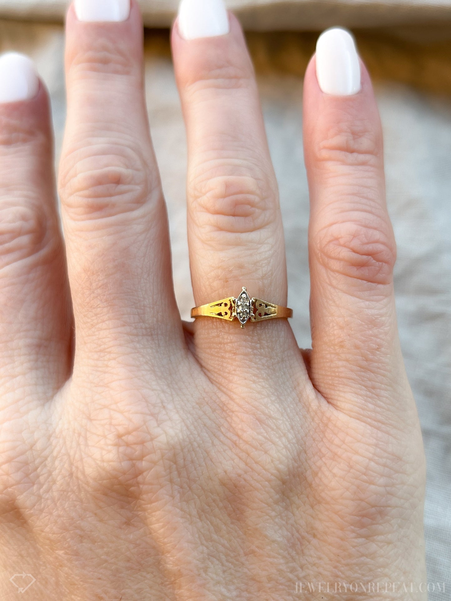 Vintage Marquise Diamond Solitaire Engagement Ring in 14k Gold