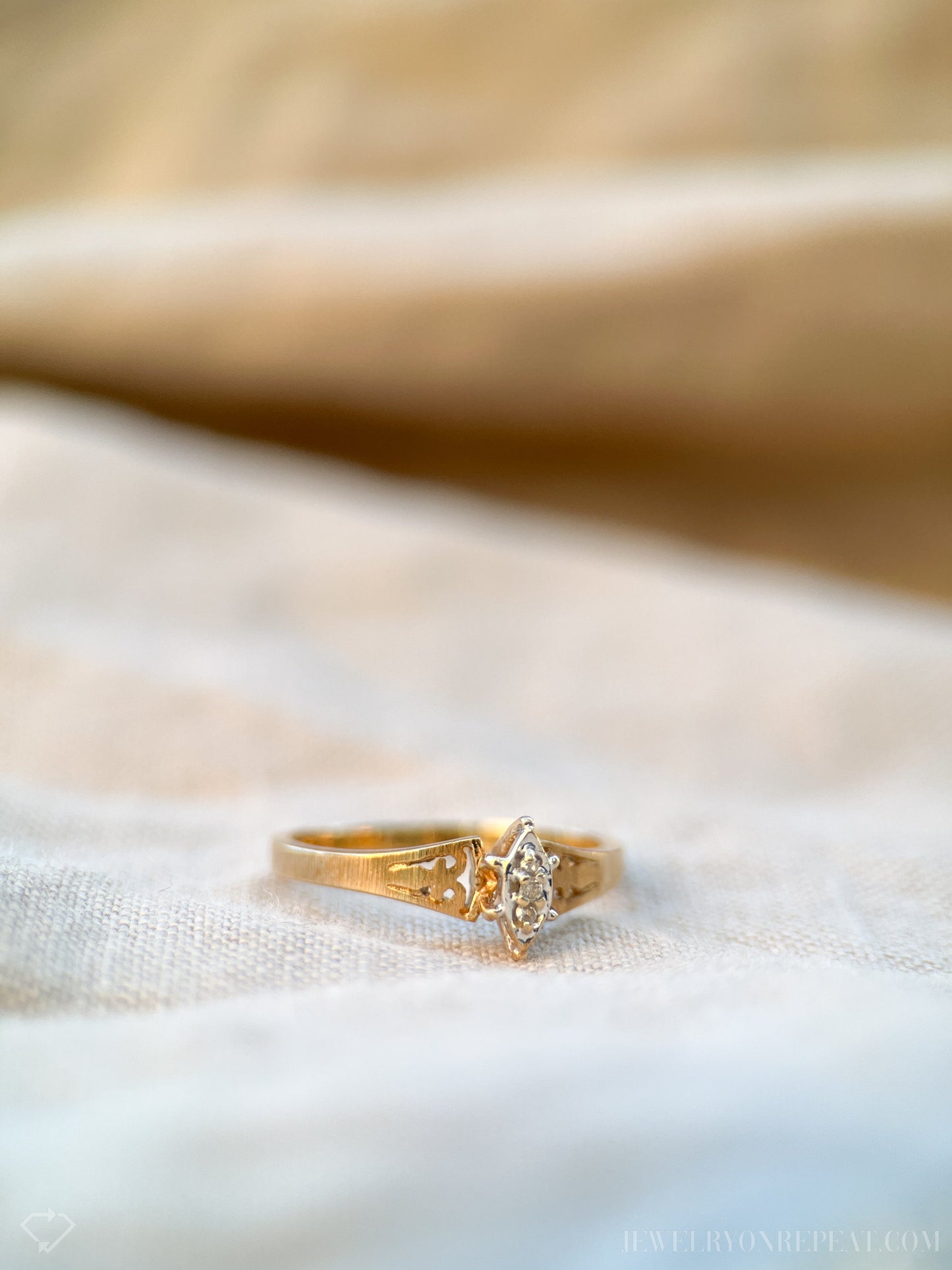 Vintage Marquise Diamond Solitaire Engagement Ring in 14k Gold