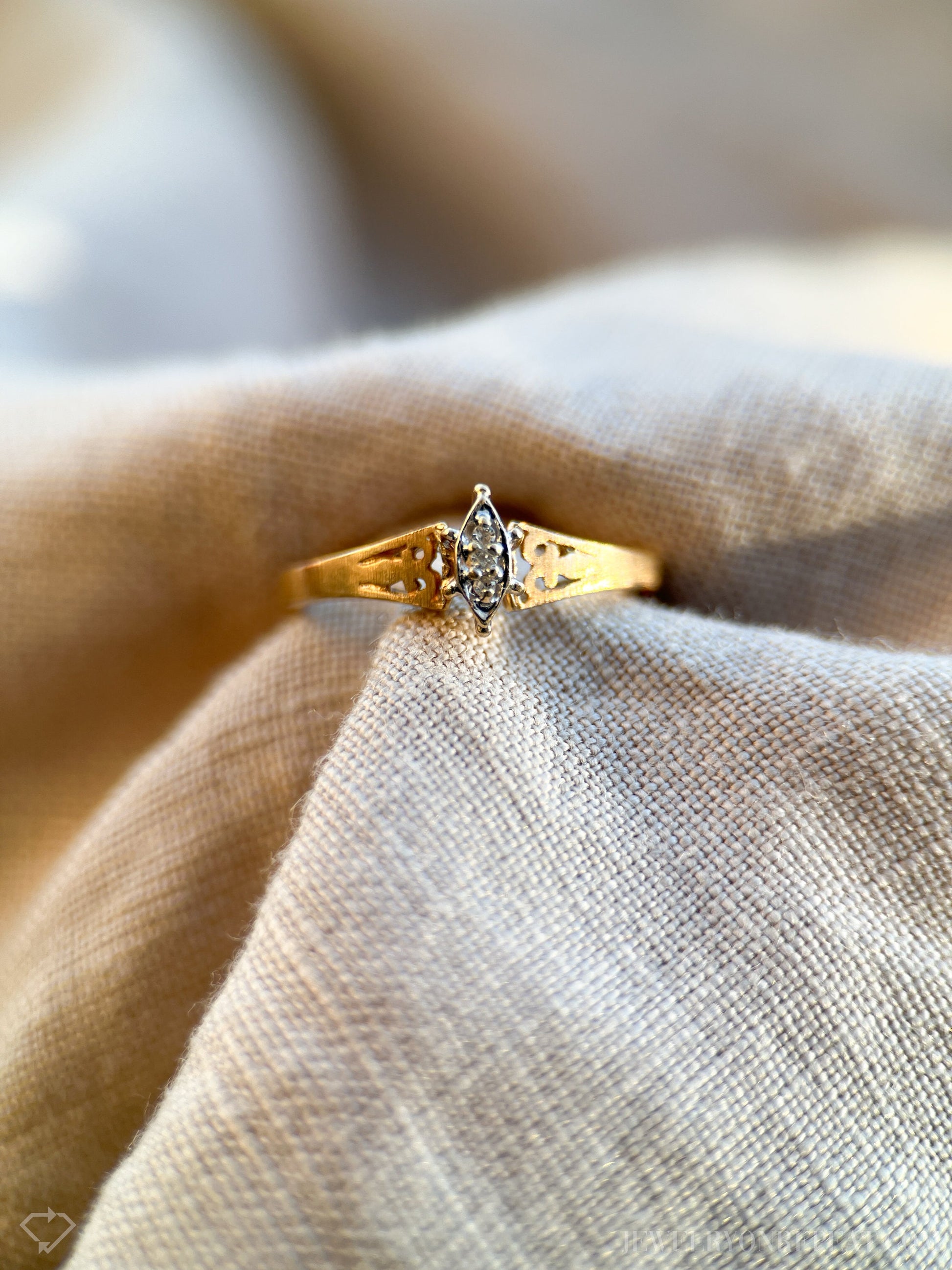 Vintage Marquise Diamond Solitaire Engagement Ring in 14k Gold