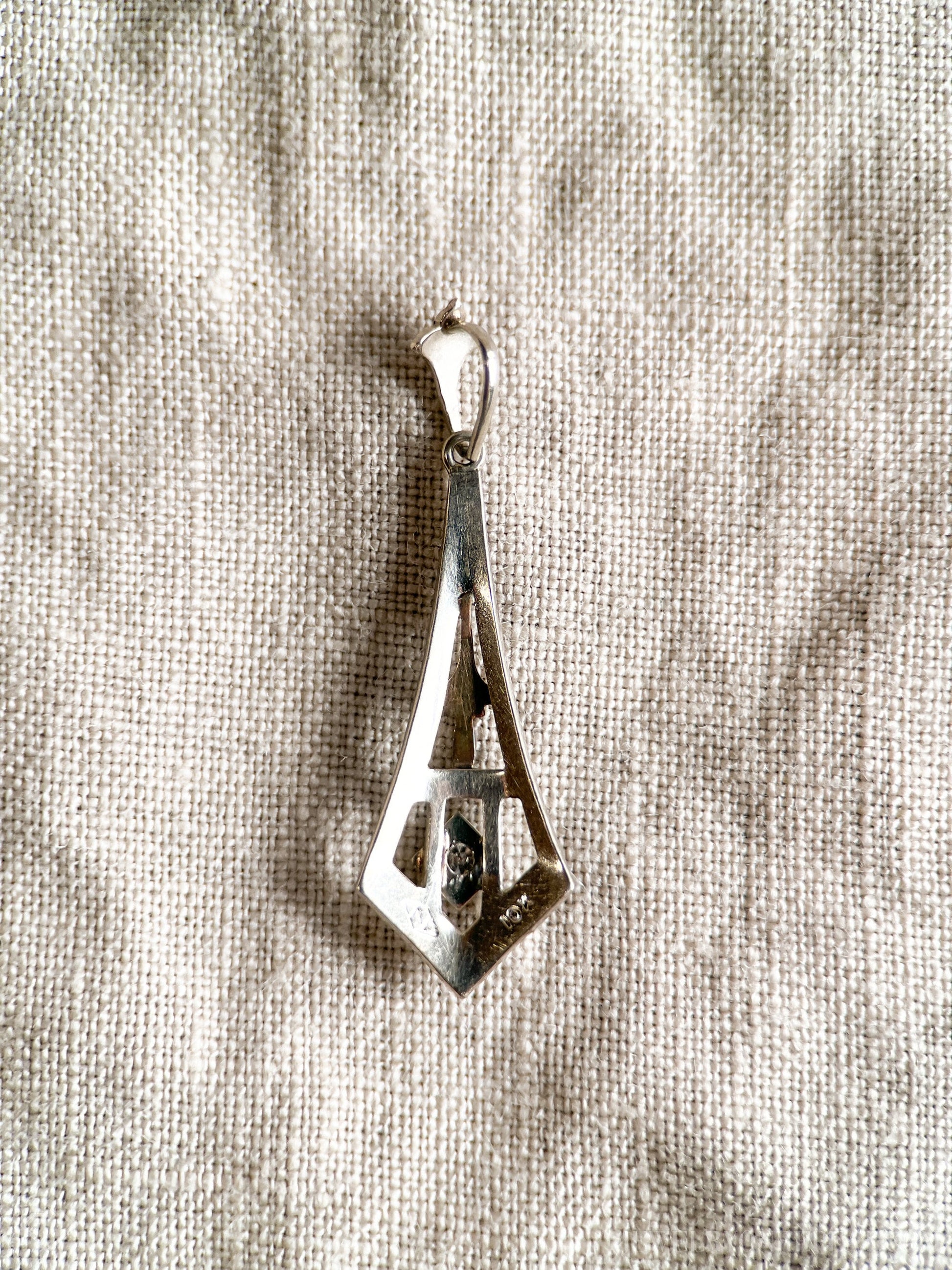 Vintage Diamond Pendant in 10k White Gold