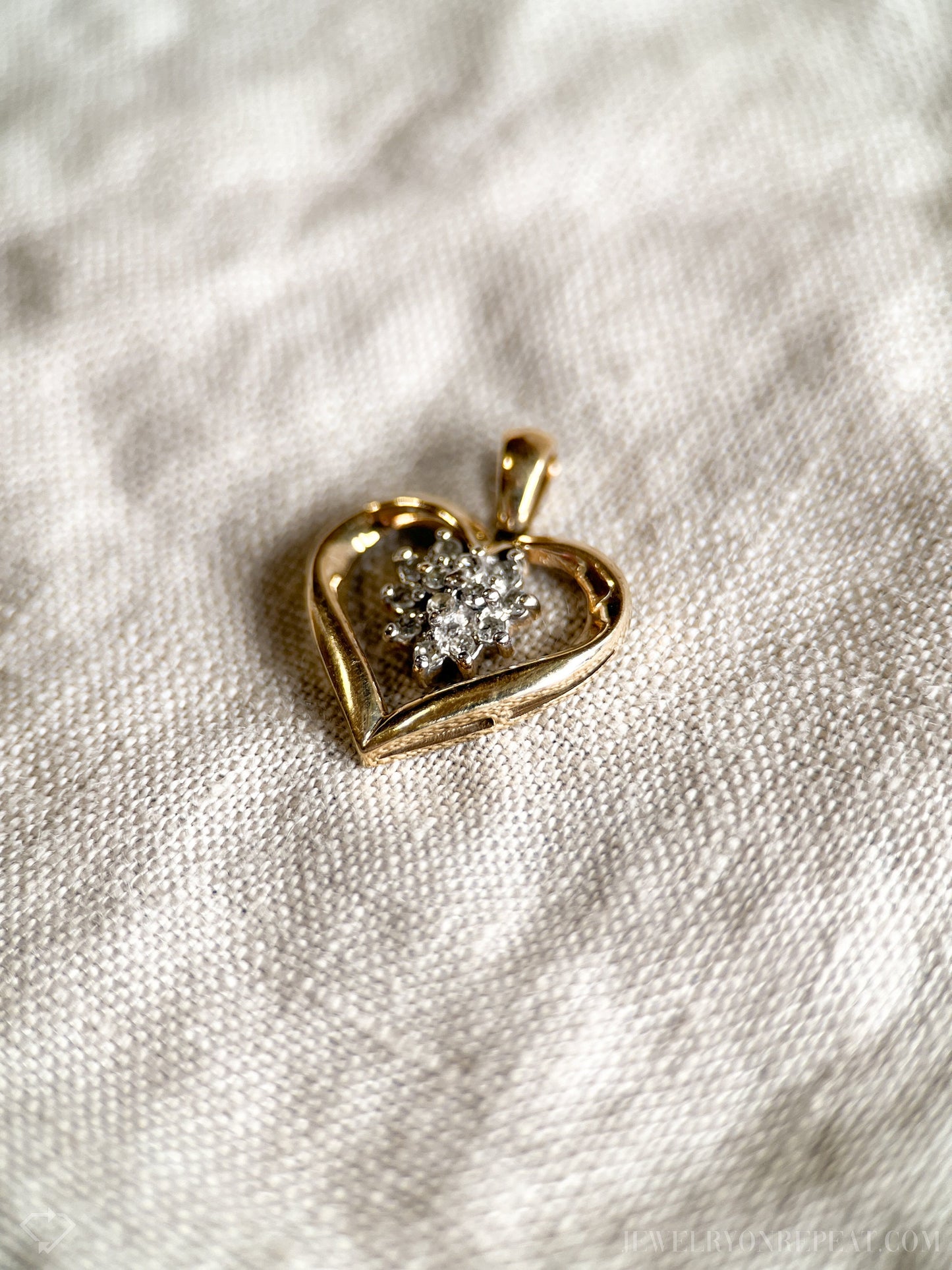 Vintage 1970s Diamond Heart Pendant in 10k Gold