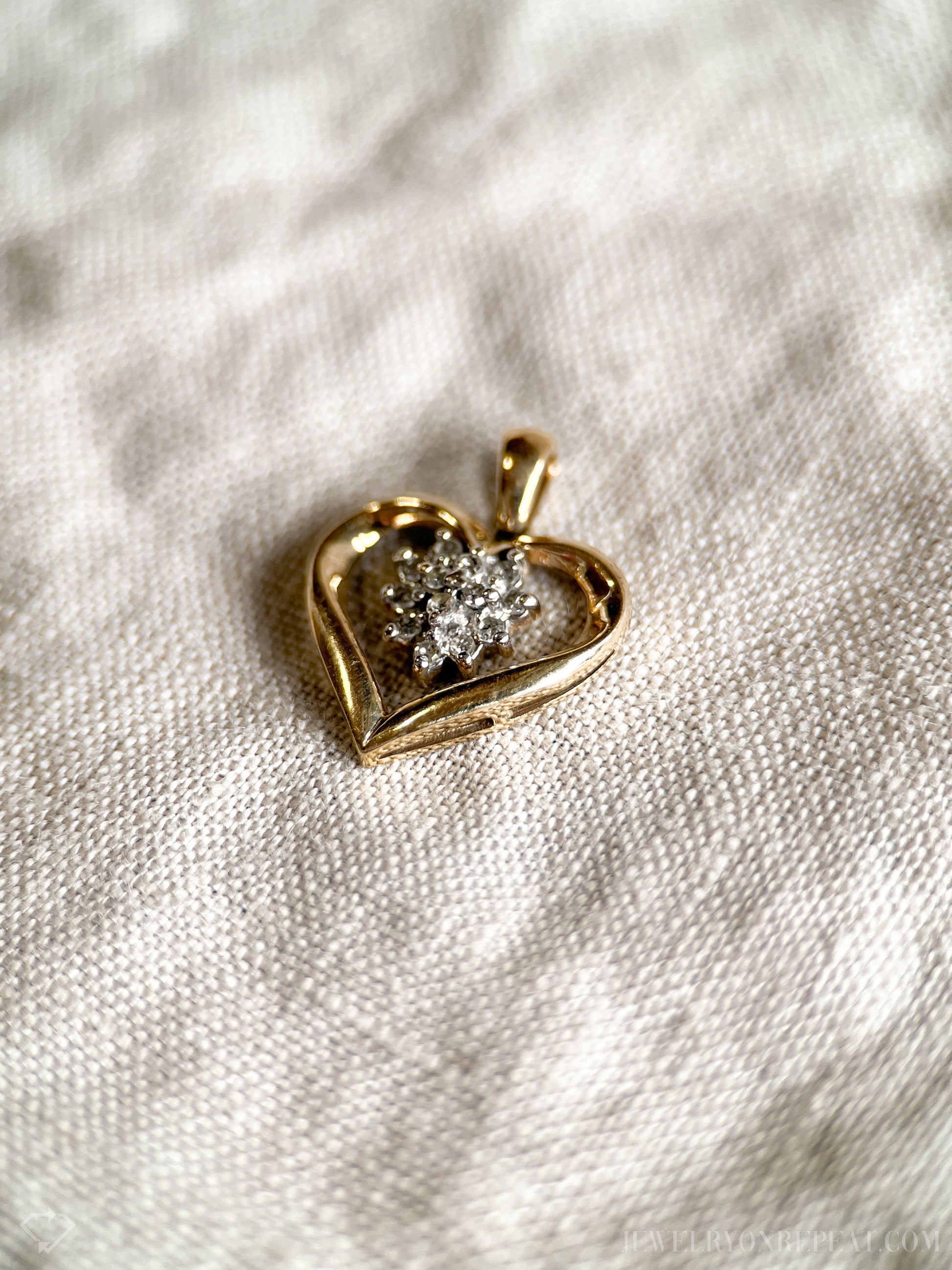 Vintage 1970s Diamond Heart Pendant in 10k Gold
