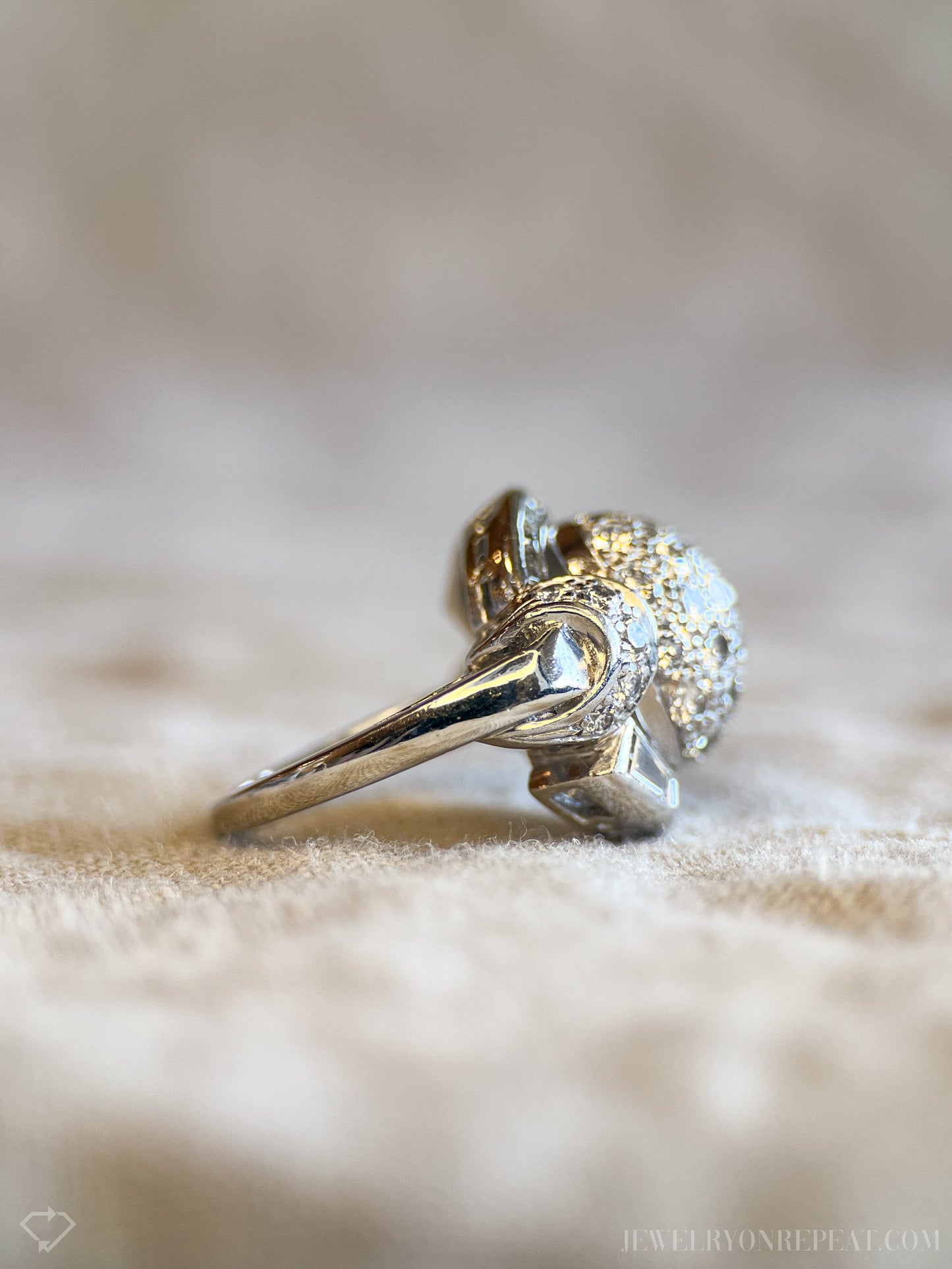 Vintage Pave Diamond Dome Engagement Ring in Platinum