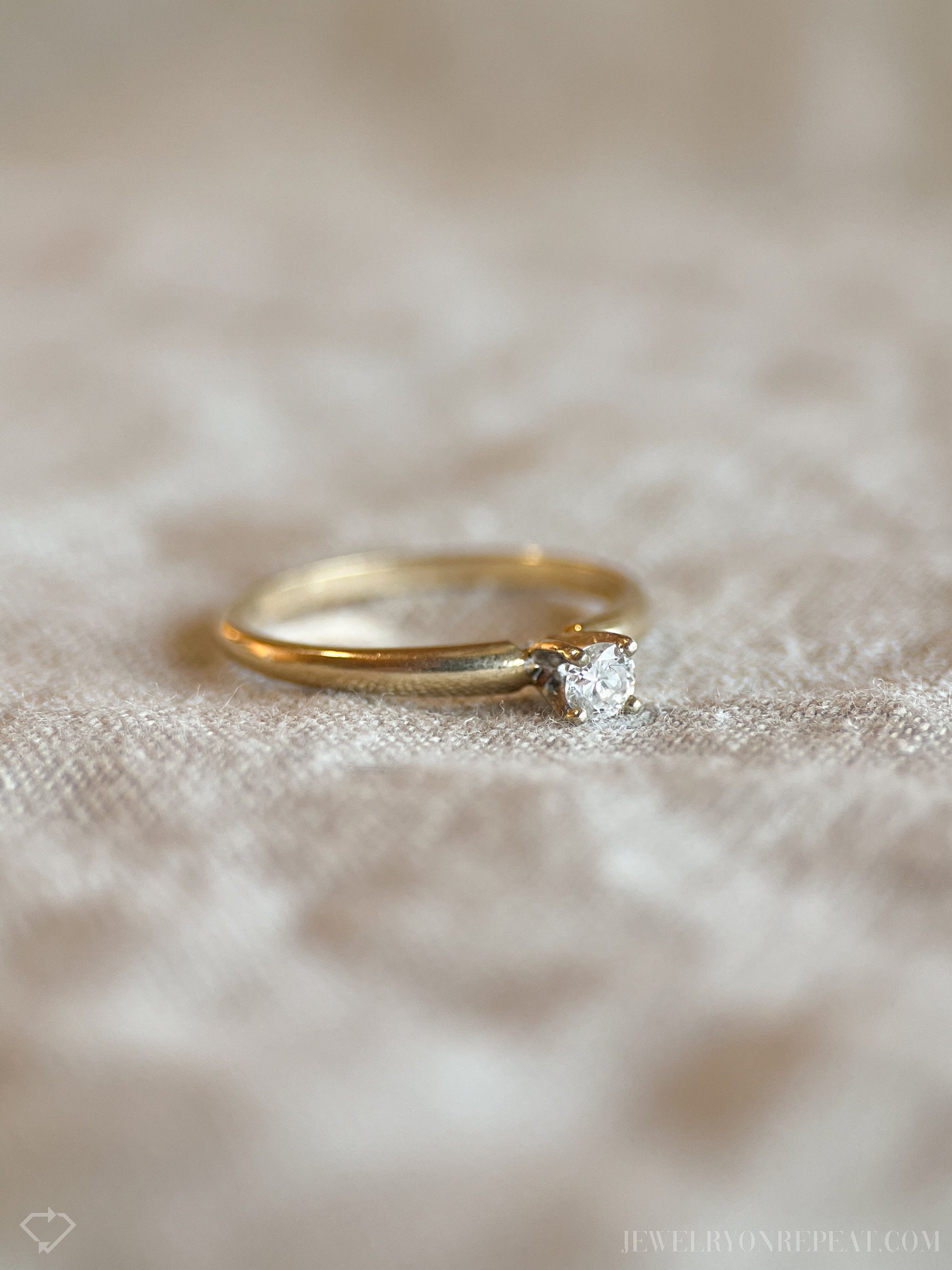 Vintage 1990s Diamond Solitaire Engagement Ring in 14k Gold