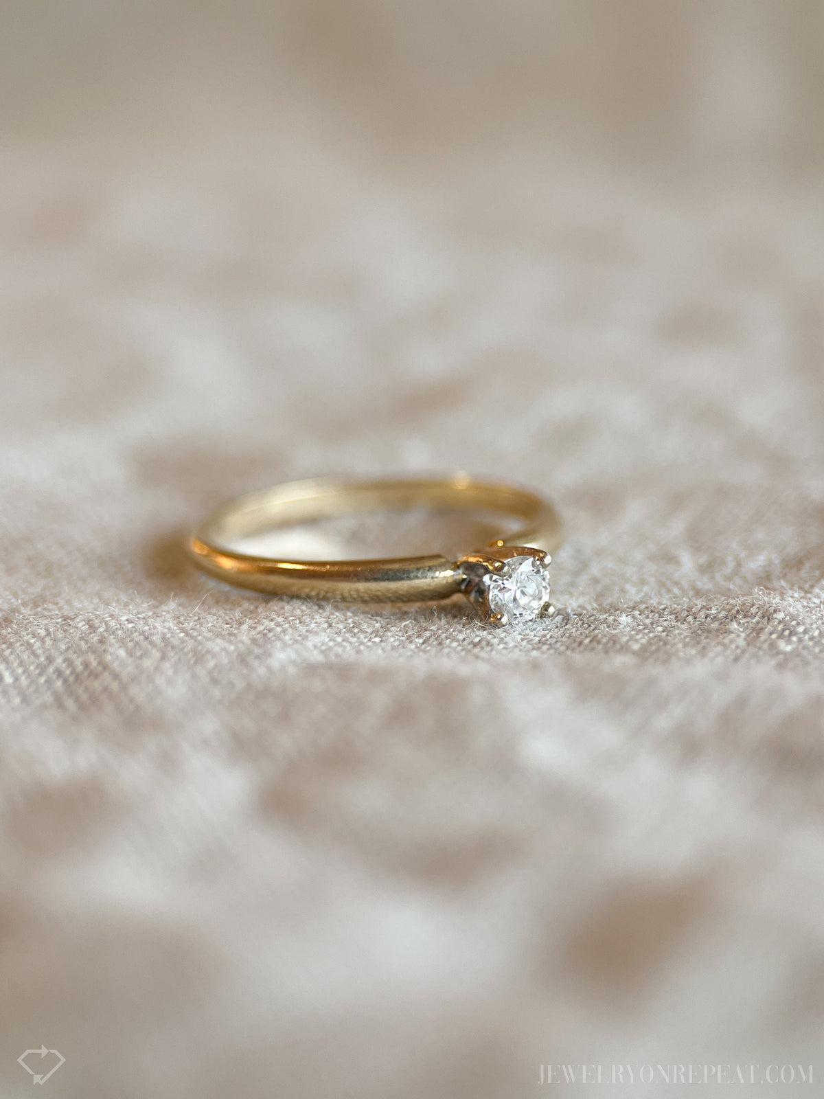 Vintage 1990s Diamond Solitaire Engagement Ring in 14k Gold