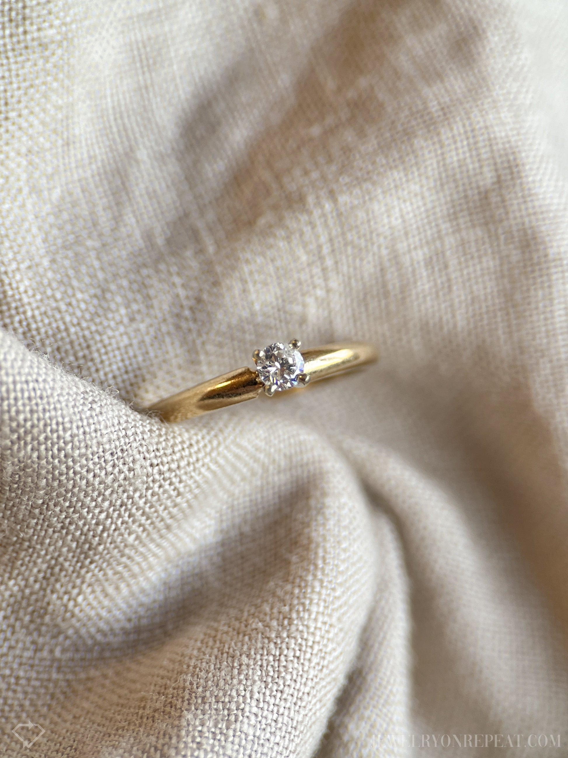 Vintage 1990s Diamond Solitaire Engagement Ring in 14k Gold