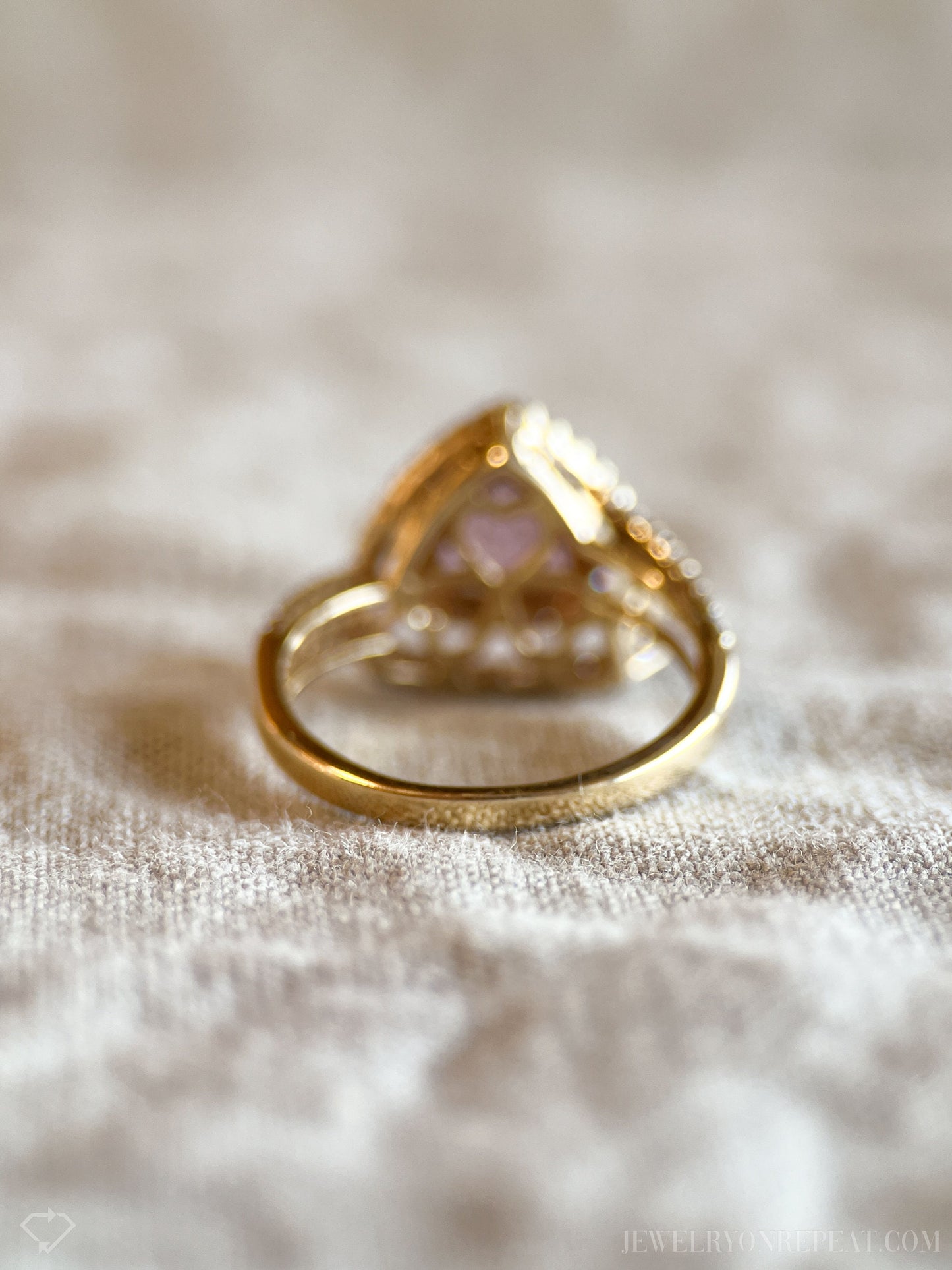 Vintage Rhodolite Garnet and Diamond Halo Engagement Ring, 14k Gold Trillion Bridal Ring