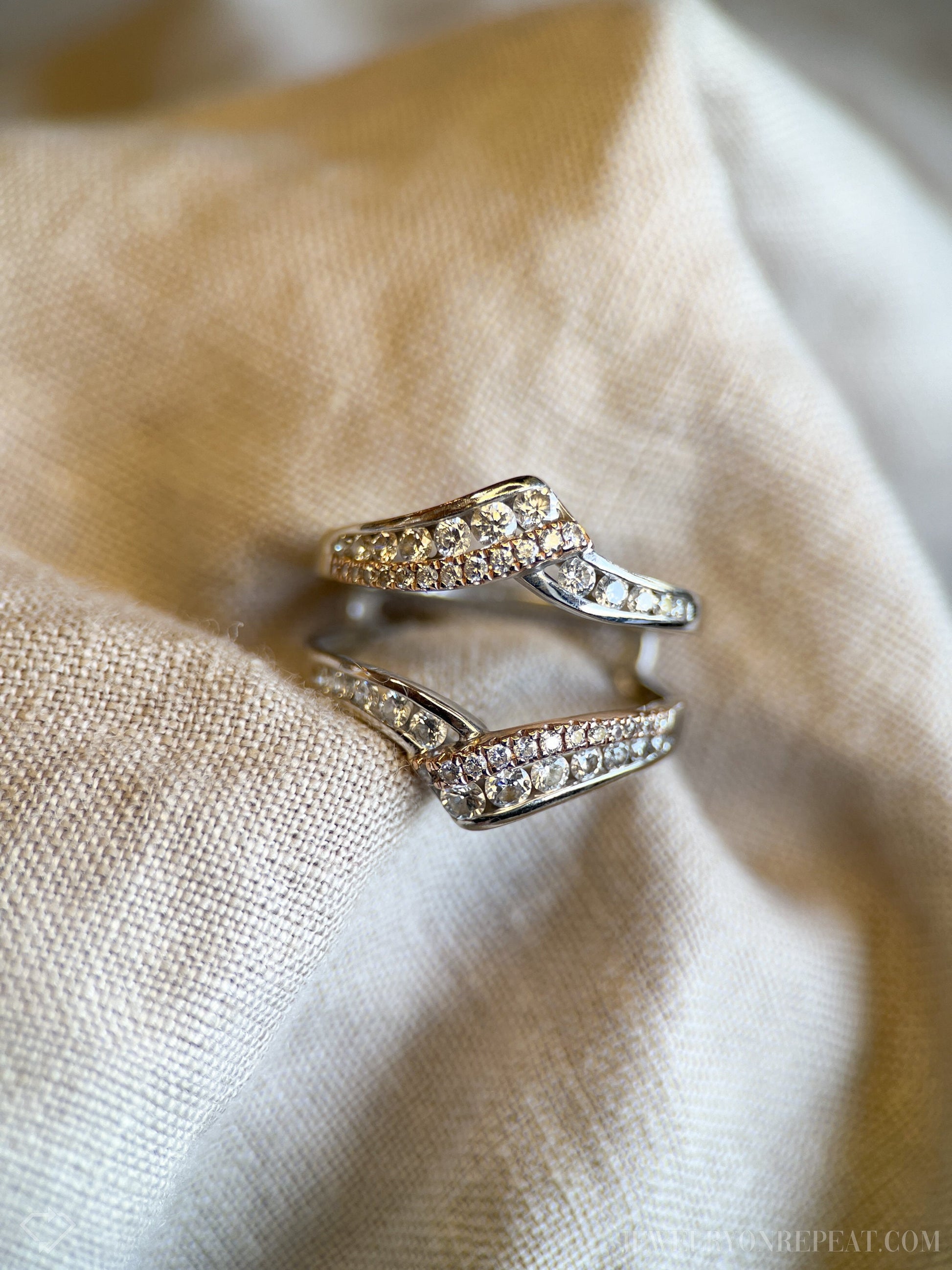 Vintage 1990s Diamond Wedding Ring Guard, 14k Two-Tone