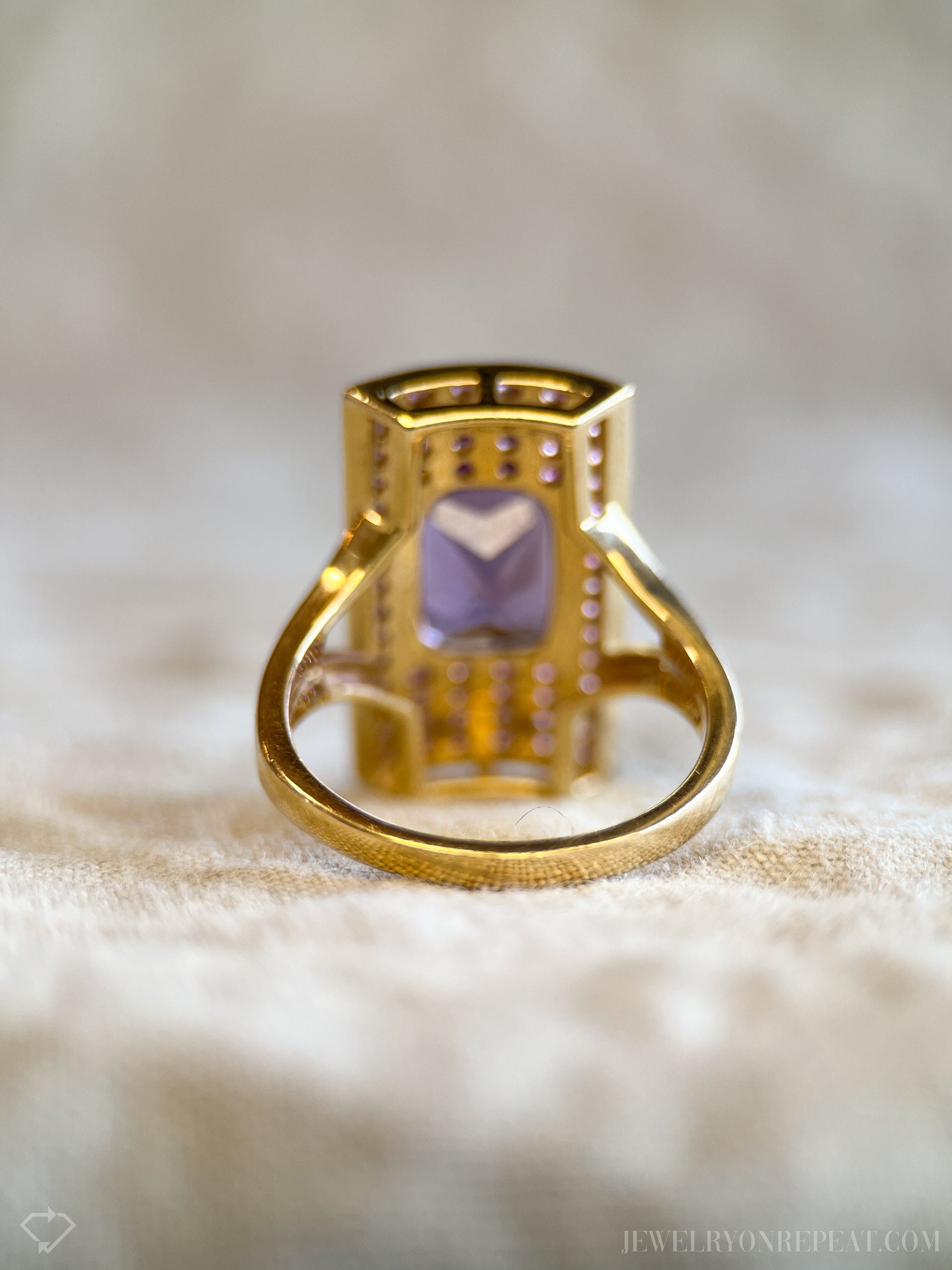 Vintage 1990s Amethyst & Pink Tourmaline Gemstone Ring, 14k Gold