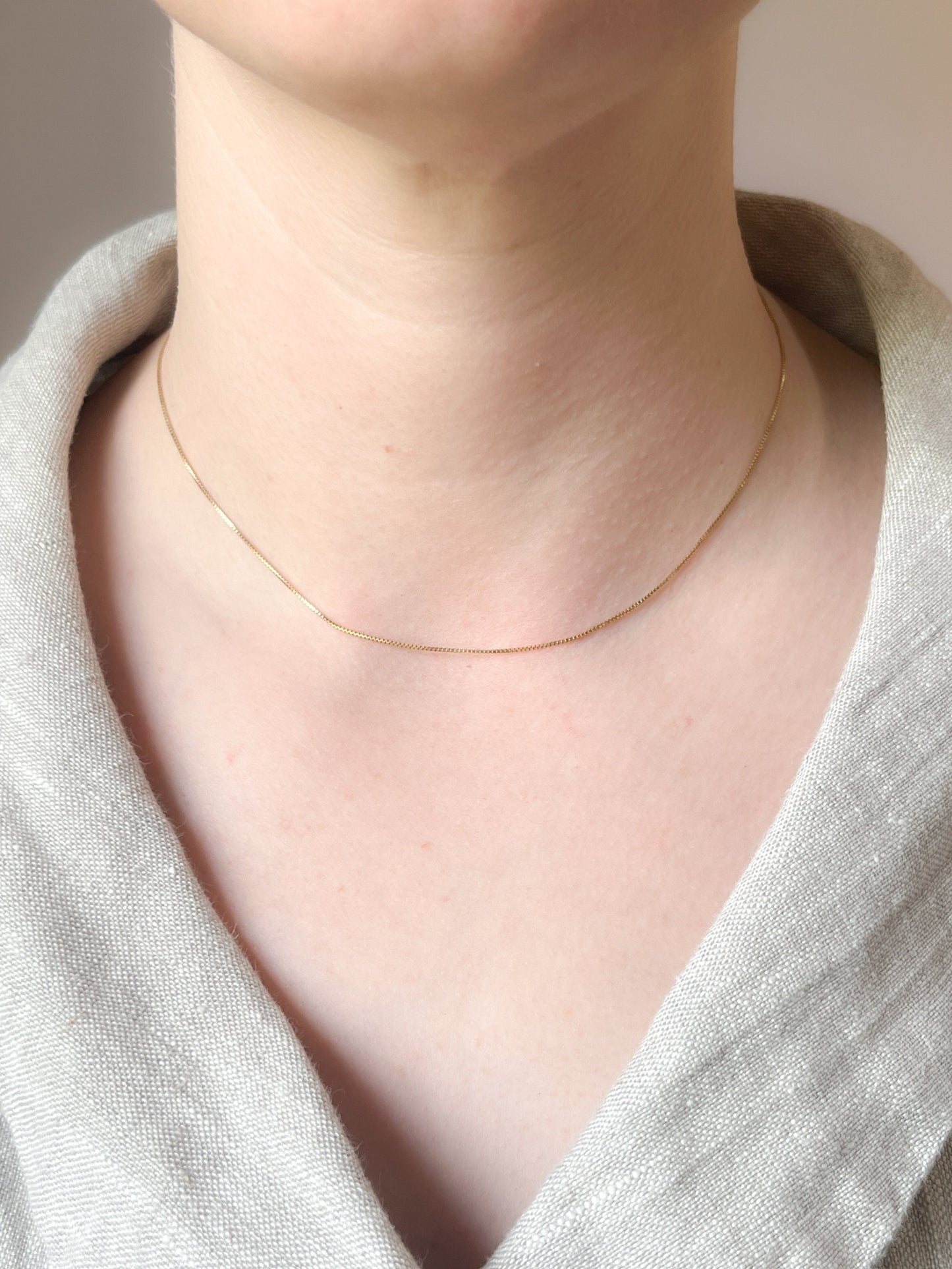 Vintage 16" Box Chain in 14k Gold with Spring Ring Clasp