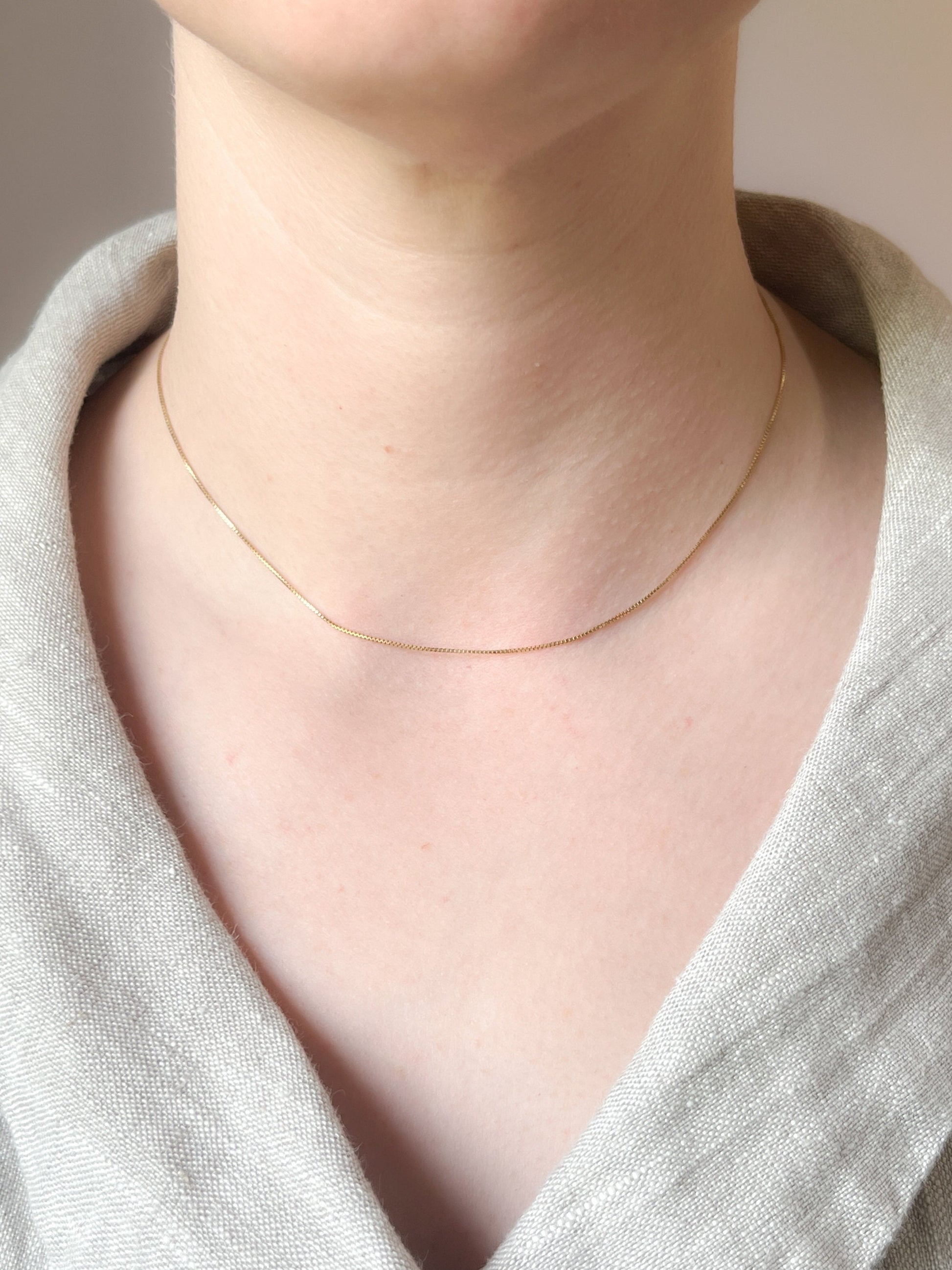 Vintage 16" Box Chain in 14k Gold with Spring Ring Clasp