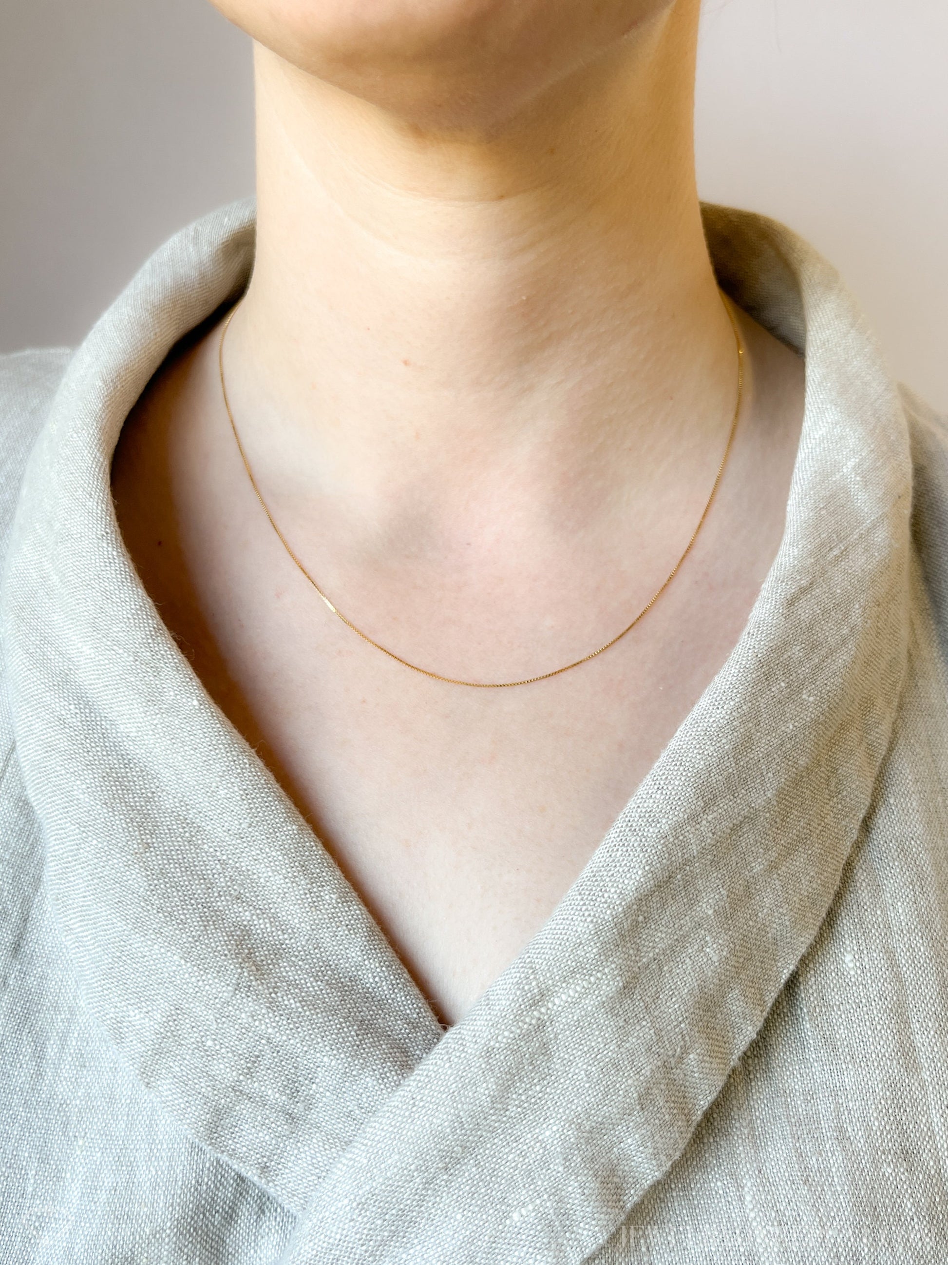 Vintage 18" Box Chain in 14k Gold with Spring Ring Clasp
