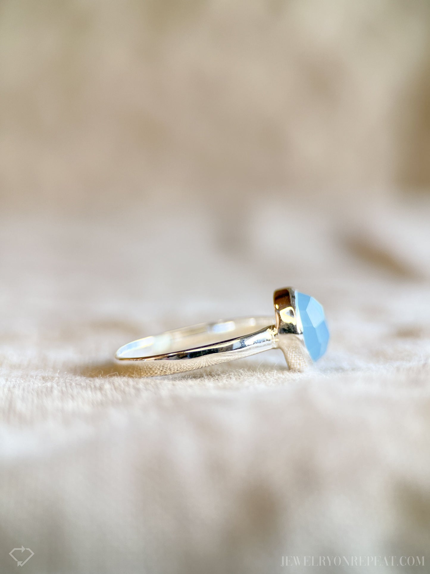 Blue Chalcedony Gemstone Ring in Sterling Silver - Timeless