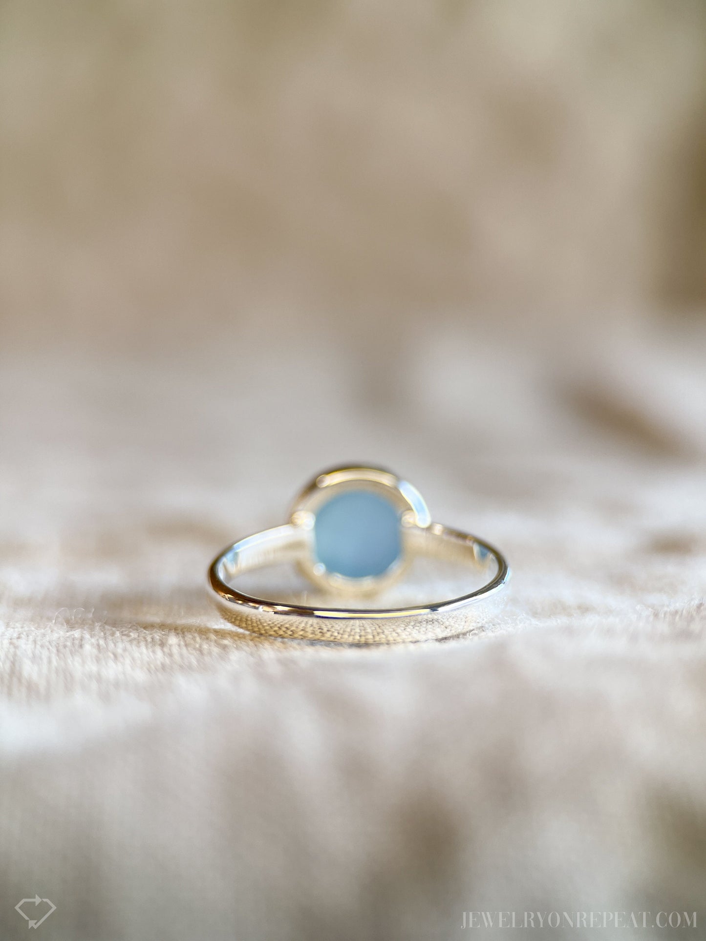 Blue Chalcedony Gemstone Ring in Sterling Silver - Timeless