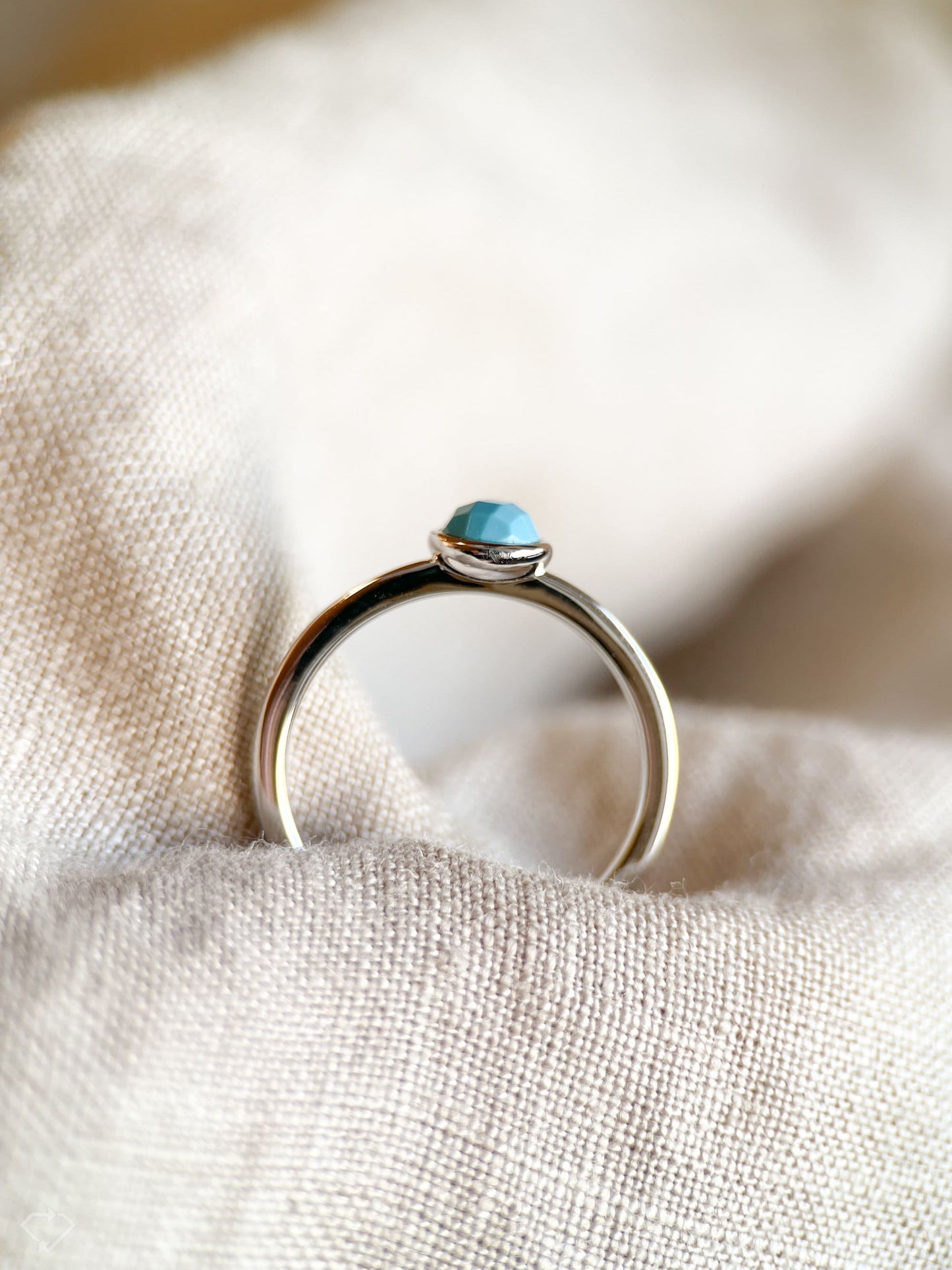 Blue Turquoise Gemstone Ring in Sterling Silver - Timeless