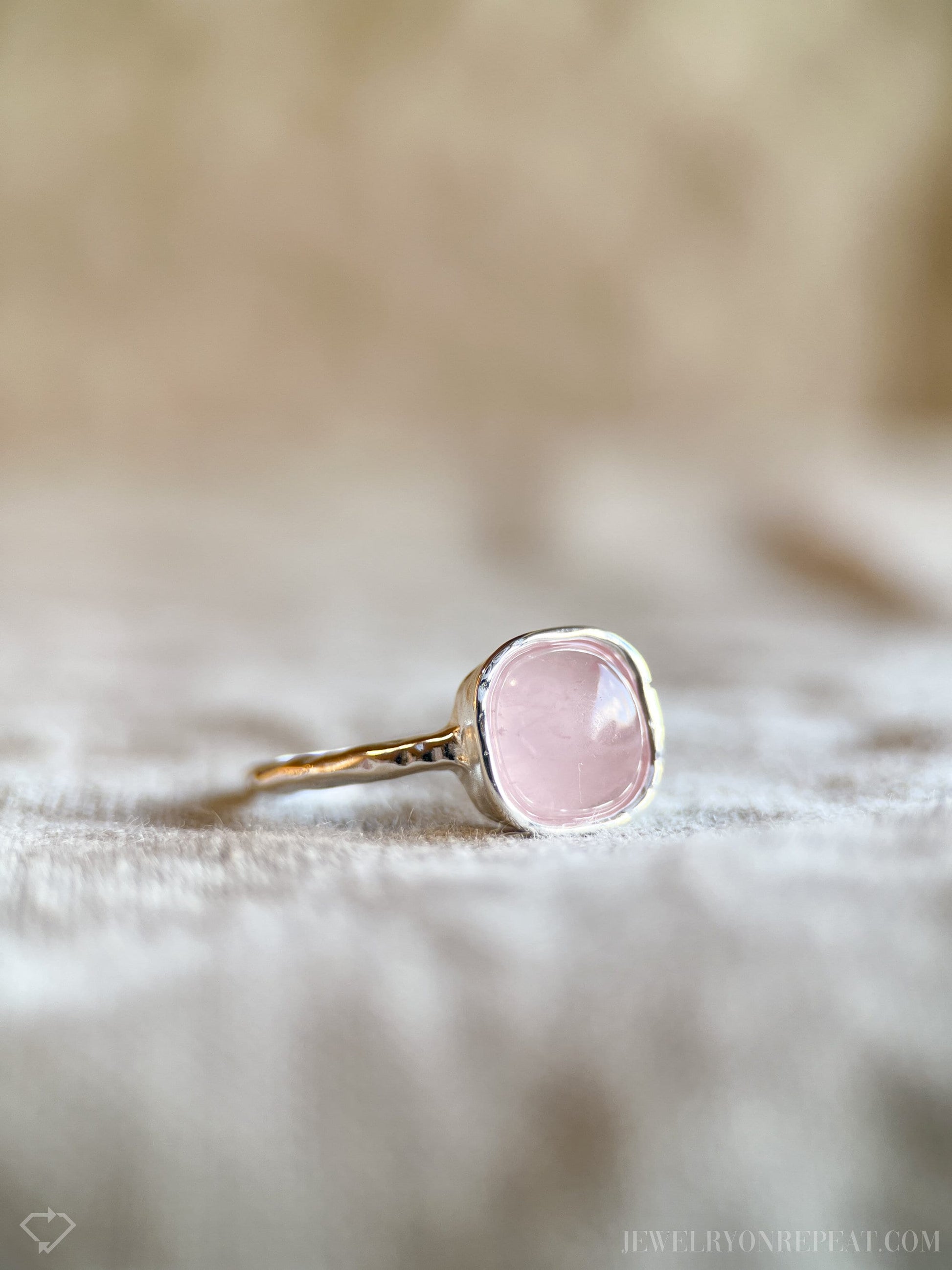 Rose Quartz Gemstone Ring in Sterling Silver - Timeless