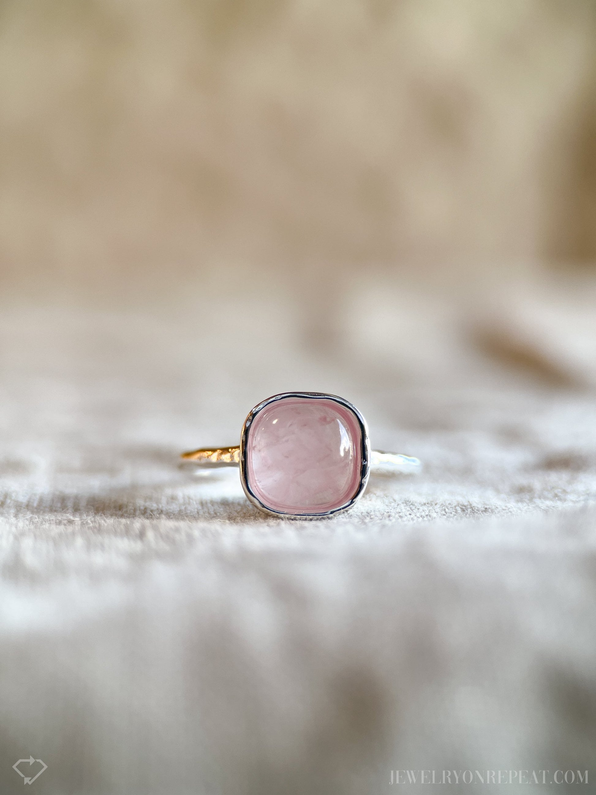 Rose Quartz Gemstone Ring in Sterling Silver - Timeless