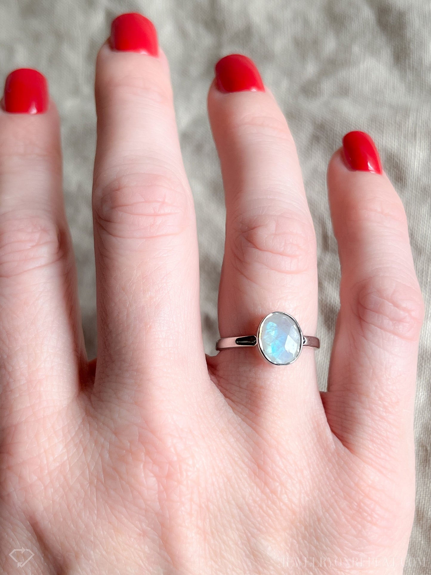 Moonstone Gemstone Ring in Sterling Silver