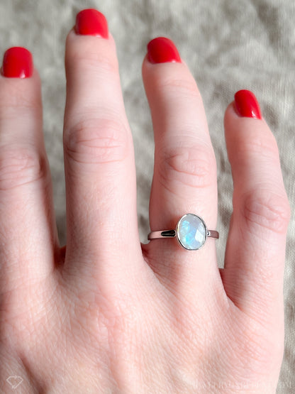 Moonstone Gemstone Ring in Sterling Silver