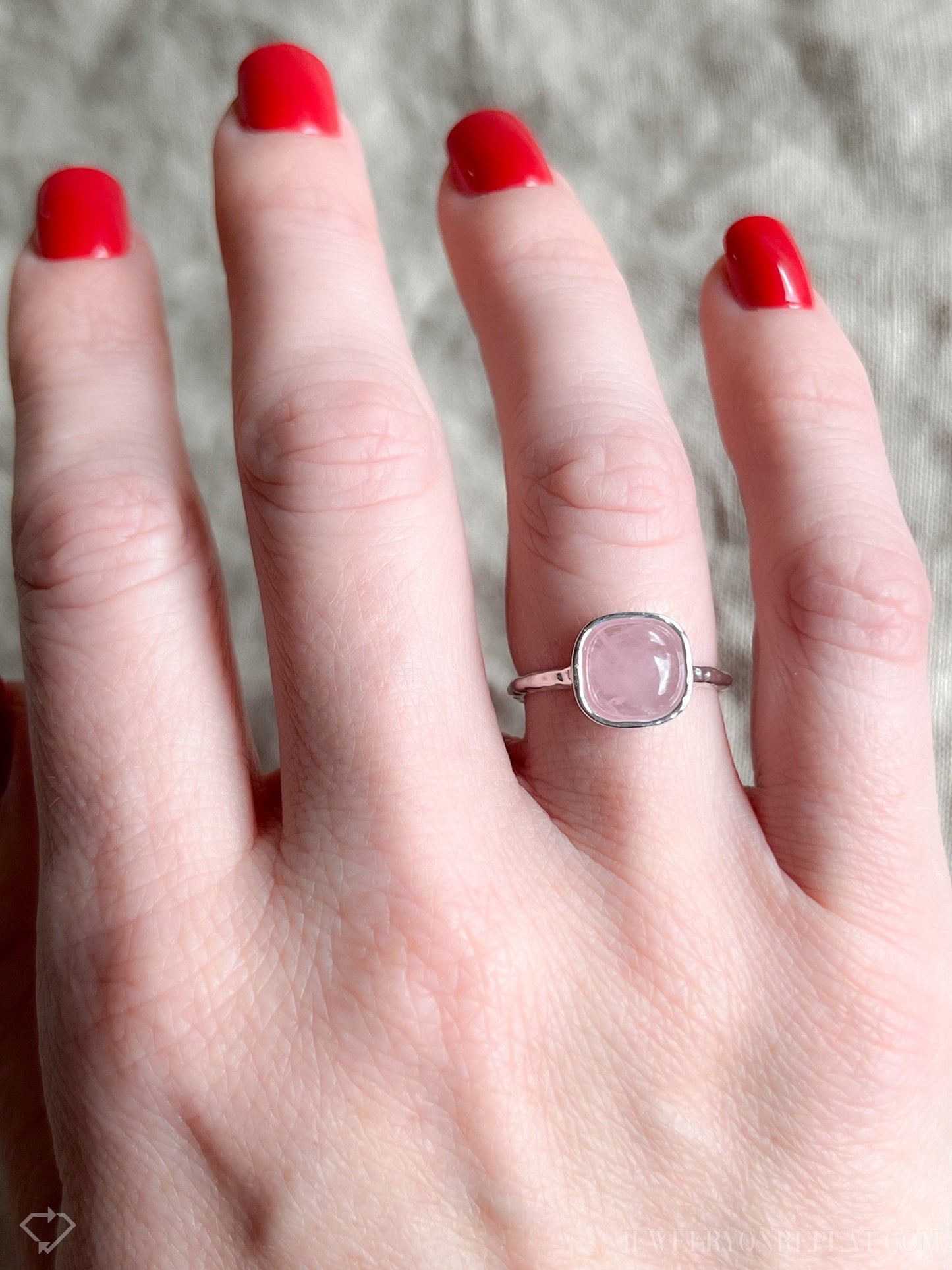 Rose Quartz Gemstone Ring in Sterling Silver - Timeless