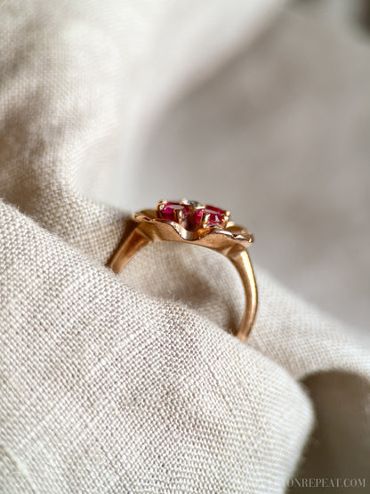 Vintage 1930s Art Deco Ruby Gemstone Ring, 14k Rose Gold
