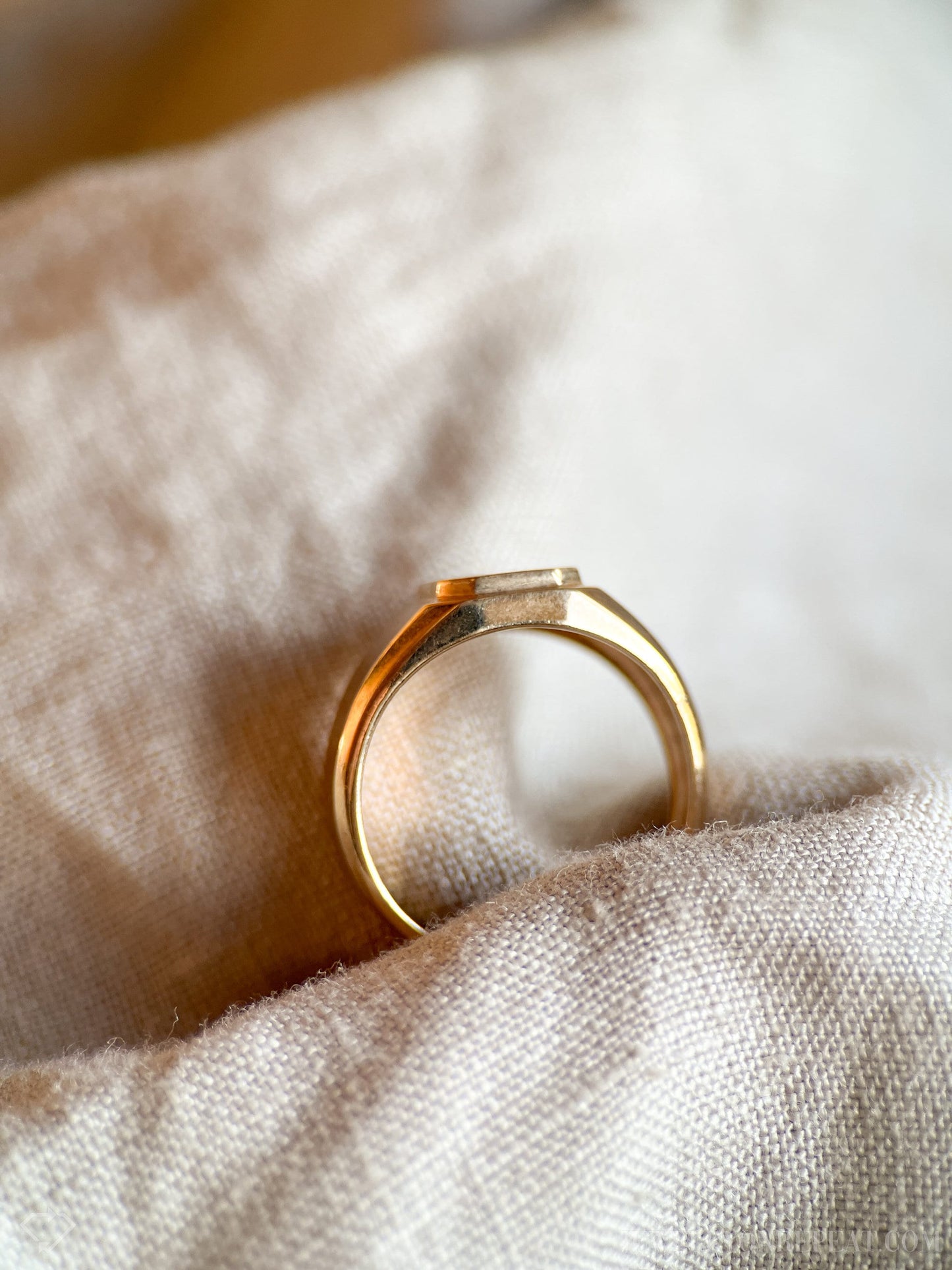 Vintage 1980s Diamond Cross Signet Ring in 14k Gold