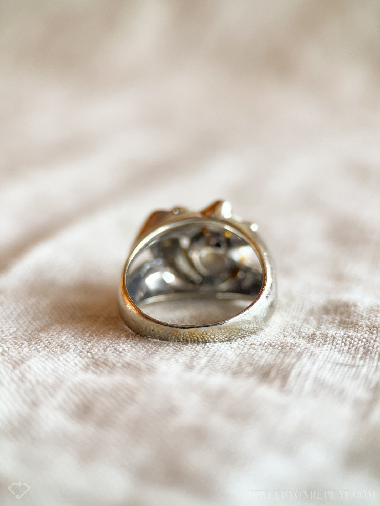 Vintage Pearl and Diamond Engagement Ring, 14k White Gold, 1950s Art Nouveau Bridal Ring