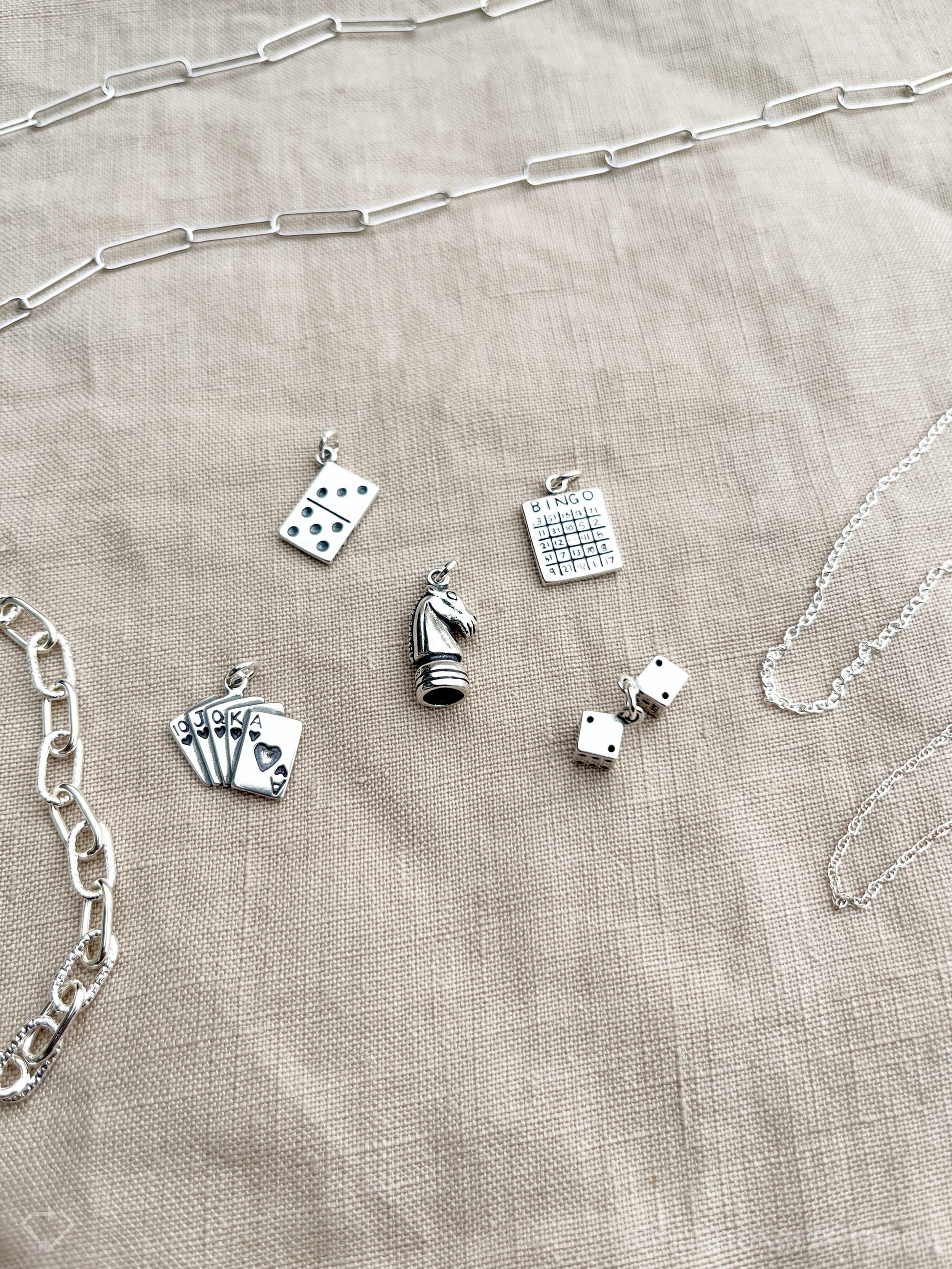 BINGO Card Charm Pendant in Solid Sterling Silver