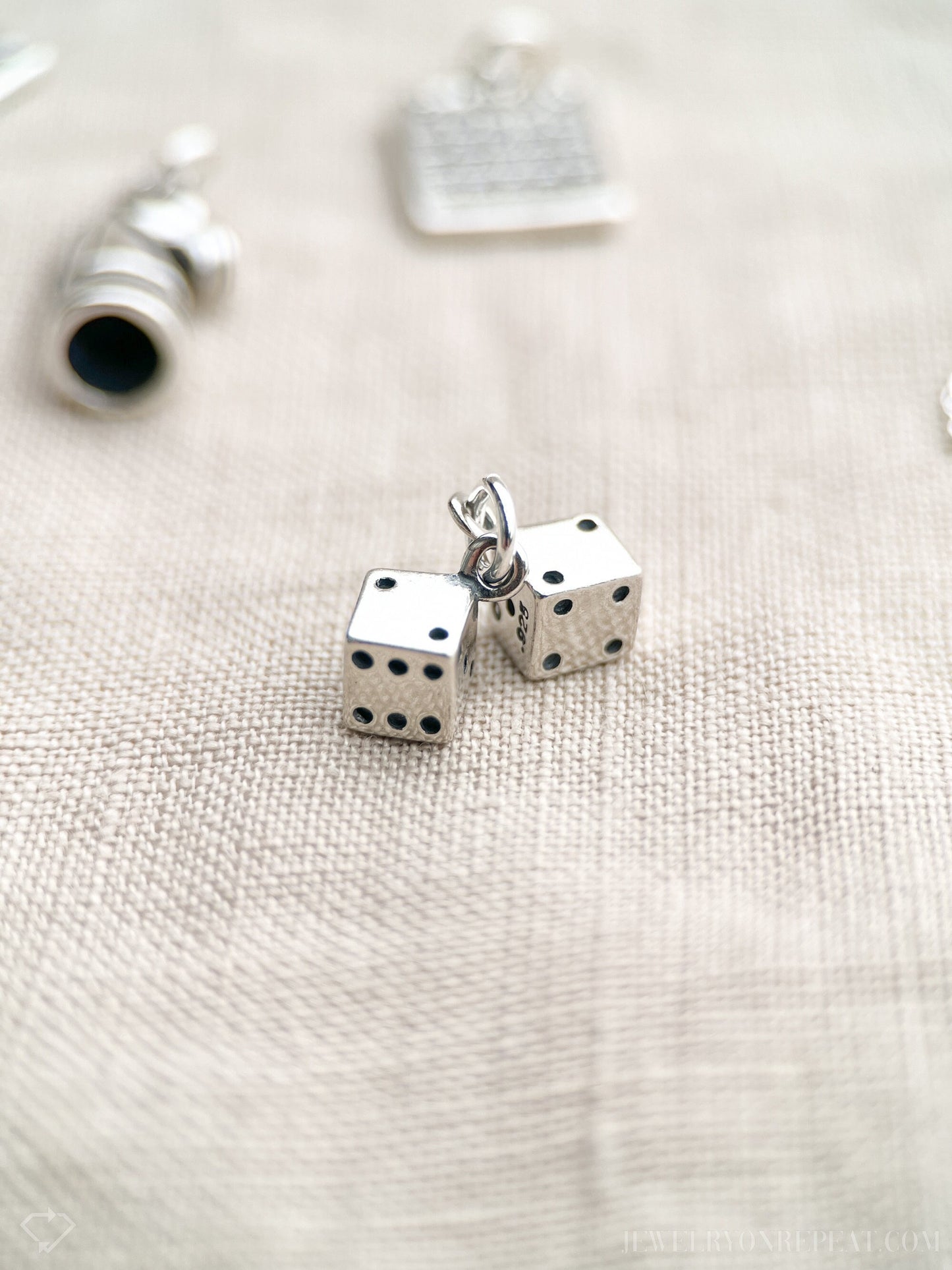 Sterling Silver Dice Charm Pendant, Game Themed Minimalist Jewelry, Gift for Her