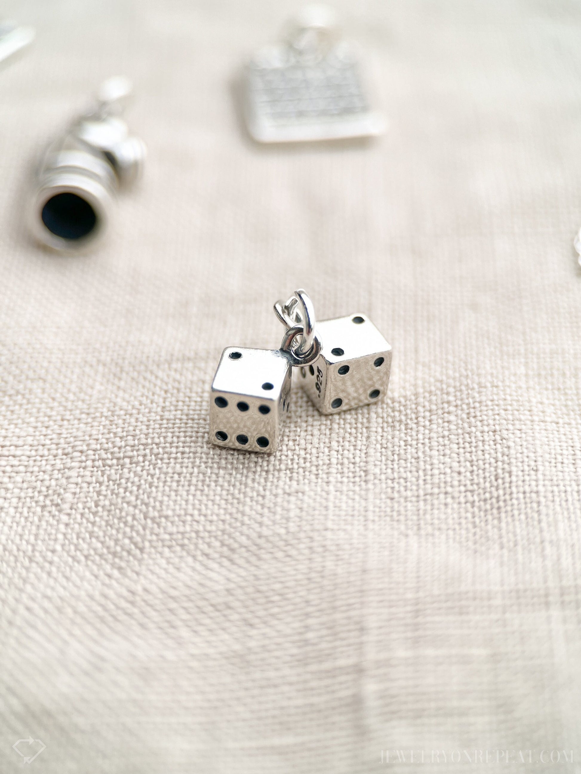 Sterling Silver Dice Charm Pendant, Game Themed Minimalist Jewelry, Gift for Her