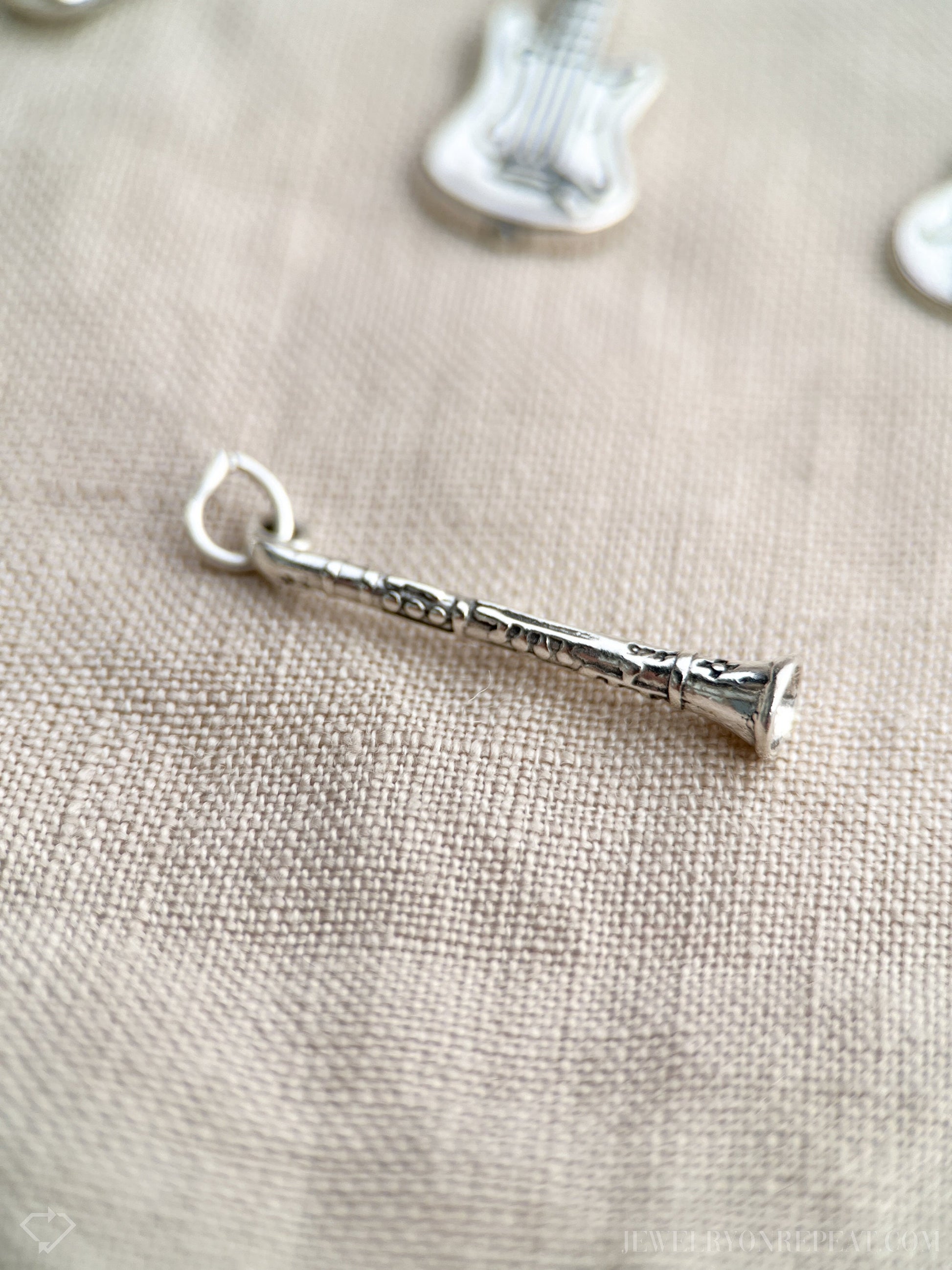 Sterling Silver Clarinet Charm Pendant, Music Themed Minimalist Jewelry, Gift for Her
