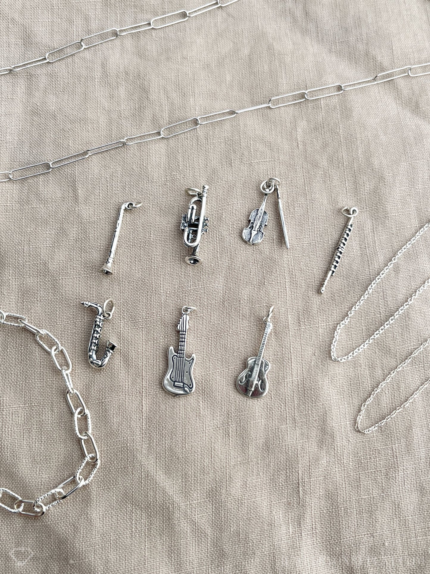 Sterling Silver Saxophone Charm Pendant, Music Themed Minimalist Jewelry, Gift for Her